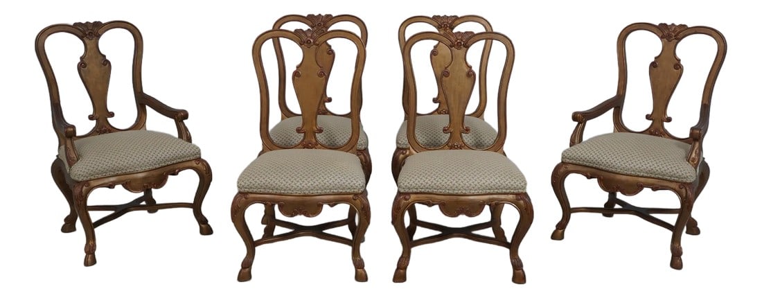 Set of 6 Venetian Style Gold Finish Dining Room Chairs (1 of 12)