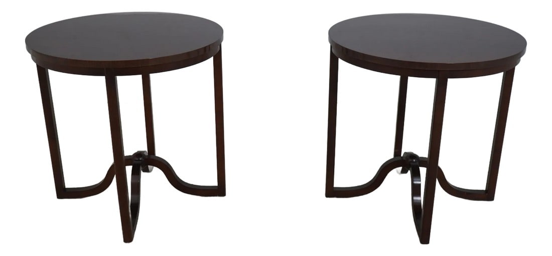 Pair Baker Laura Kirar Modern Design Round Lamp Tables: Age: Approx: 20 Years Old Details: Laura Kirar Design Modern Design High Quality Construction Rich High Sheen Finish Offered @ Fraction Original Retail Cost Condition: Excellent Super Clean Original F