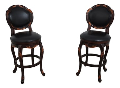 Pair French Style Revolving Seat Counter Bar Stool Chairs
