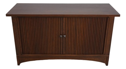 Stickley Mission Oak Arts & Crafts Tambour Door Tv Cabinet