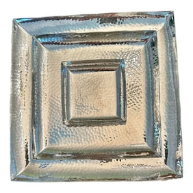 Late 20th Century Hammered Silver Plate Square Nesting Trays - A Set of 3