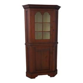 Hand Crafted Primitive Pine Country Corner China Cabinet