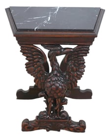 American Black Forrest Carved Walnut Winged Bird Side Table