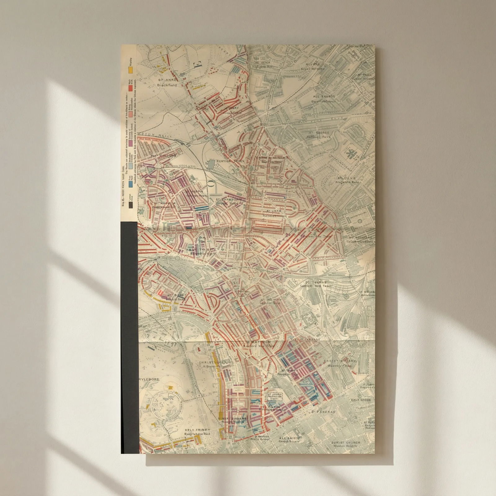 CAMDEN Charles Booth poverty map Kentish Town Primrose Hill Regent's Park 1902: Title: CAMDEN Charles Booth poverty map Kentish Town Primrose Hill Regent's Park 1902 Description: Map E - Inner North West (1900)'. Charles Booth was a philanthropist and social reformer. He was crit