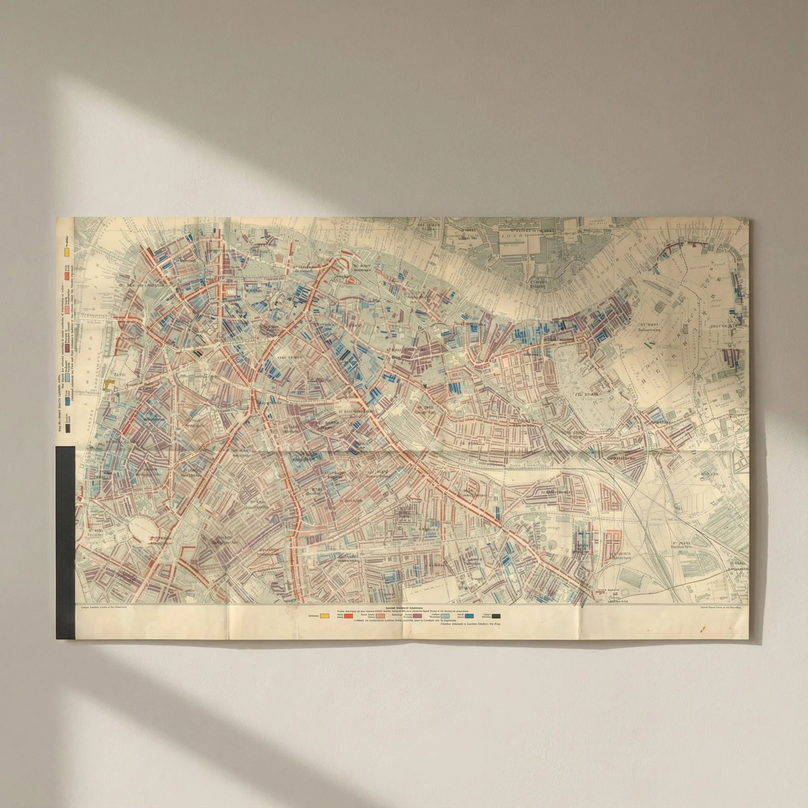 S LONDON Charles Booth poverty map Bermondsey Lambeth Rotherhithe Borough 1902: Title: S LONDON Charles Booth poverty map Bermondsey Lambeth Rotherhithe Borough 1902 Description: Map P - Inner South London (1900)'. Charles Booth was a philanthropist and social reformer. He was cr