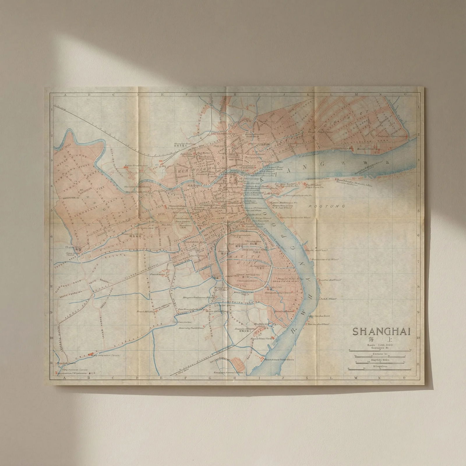 Shanghai'. Shanghai antique town city plan. China 1915 old map chart: Title: Shanghai'. Shanghai antique town city plan. China 1915 old map chart Description: Shanghai [Shanghai]. Imperial Japanese Government Railways. Published 1915. Antique colour town city plan. Size