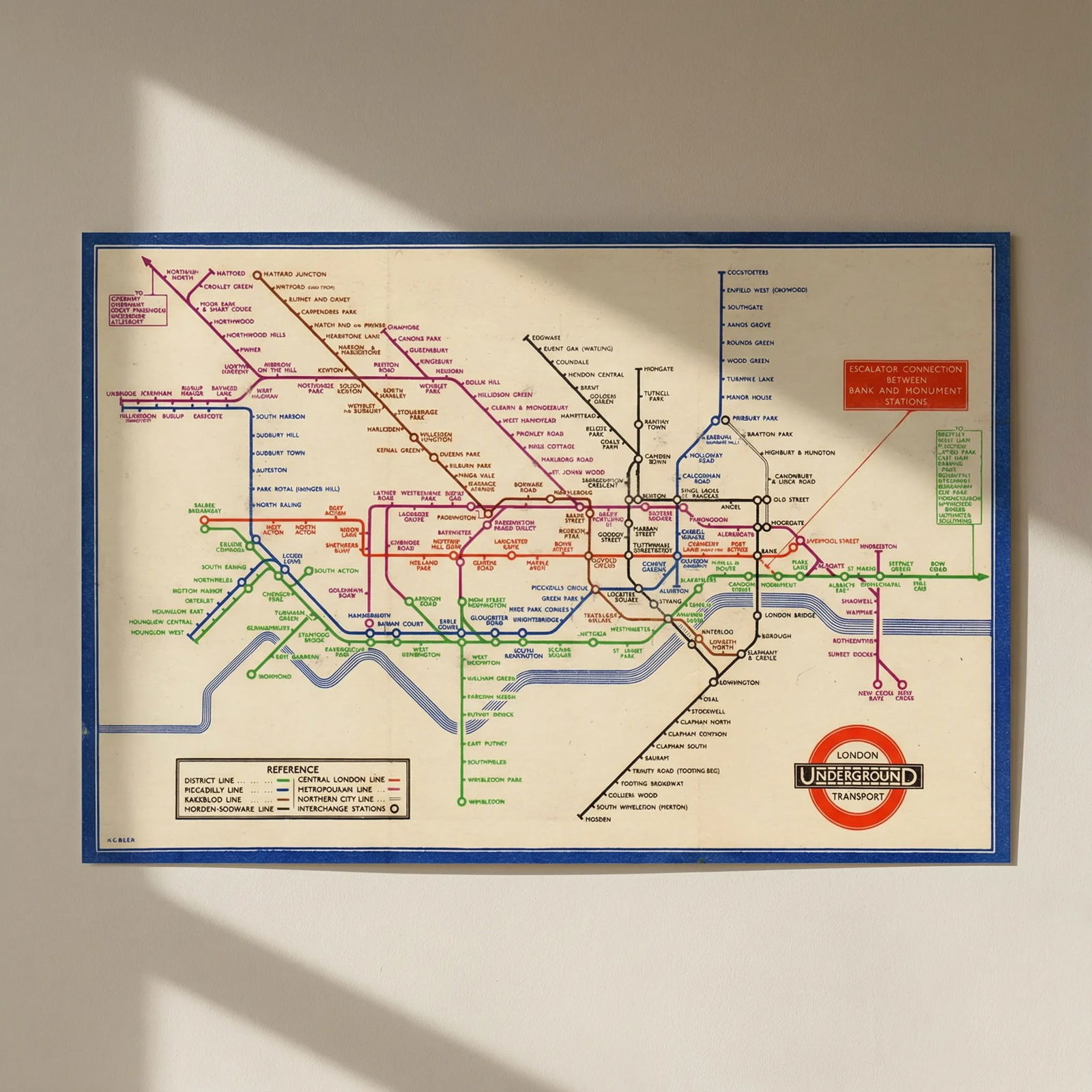 LONDON UNDERGROUND tube map plan diagram. Middle Circle. HARRY BECK #1 1936: Title: LONDON UNDERGROUND tube map plan diagram. Middle Circle. HARRY BECK #1 1936 Description: London Underground Transport - Railway Map No 1. 1936'. This edition of the diagram is unchanged from th