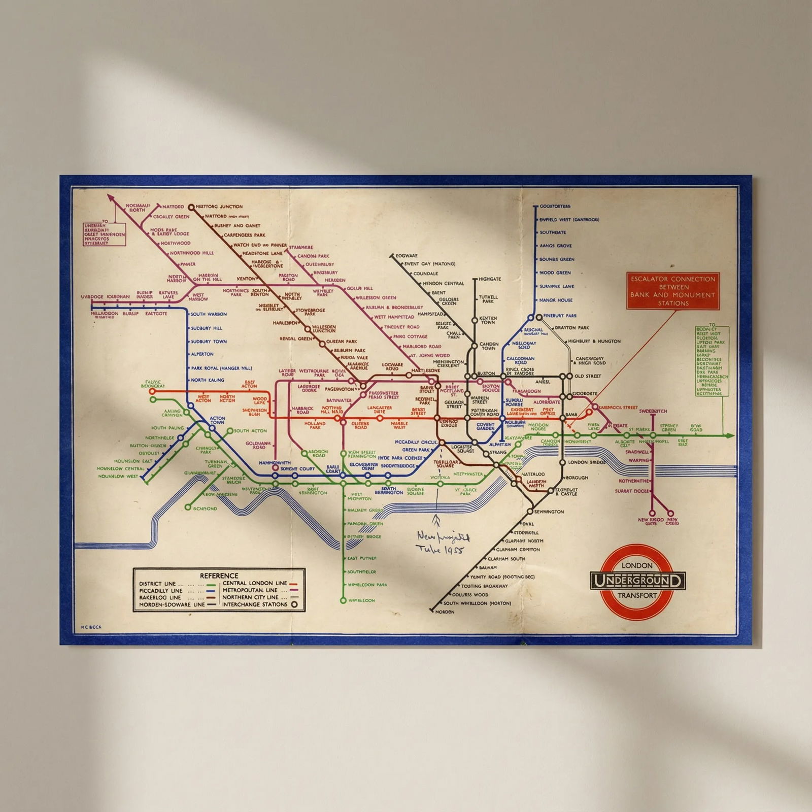 LONDON UNDERGROUND tube map plan diagram. Middle Circle. HARRY BECK #2 1935: Title: LONDON UNDERGROUND tube map plan diagram. Middle Circle. HARRY BECK #2 1935 Description: London Underground Transport - Railway Map No 2. 1935'. This edition of the Beck diagram shows an altera