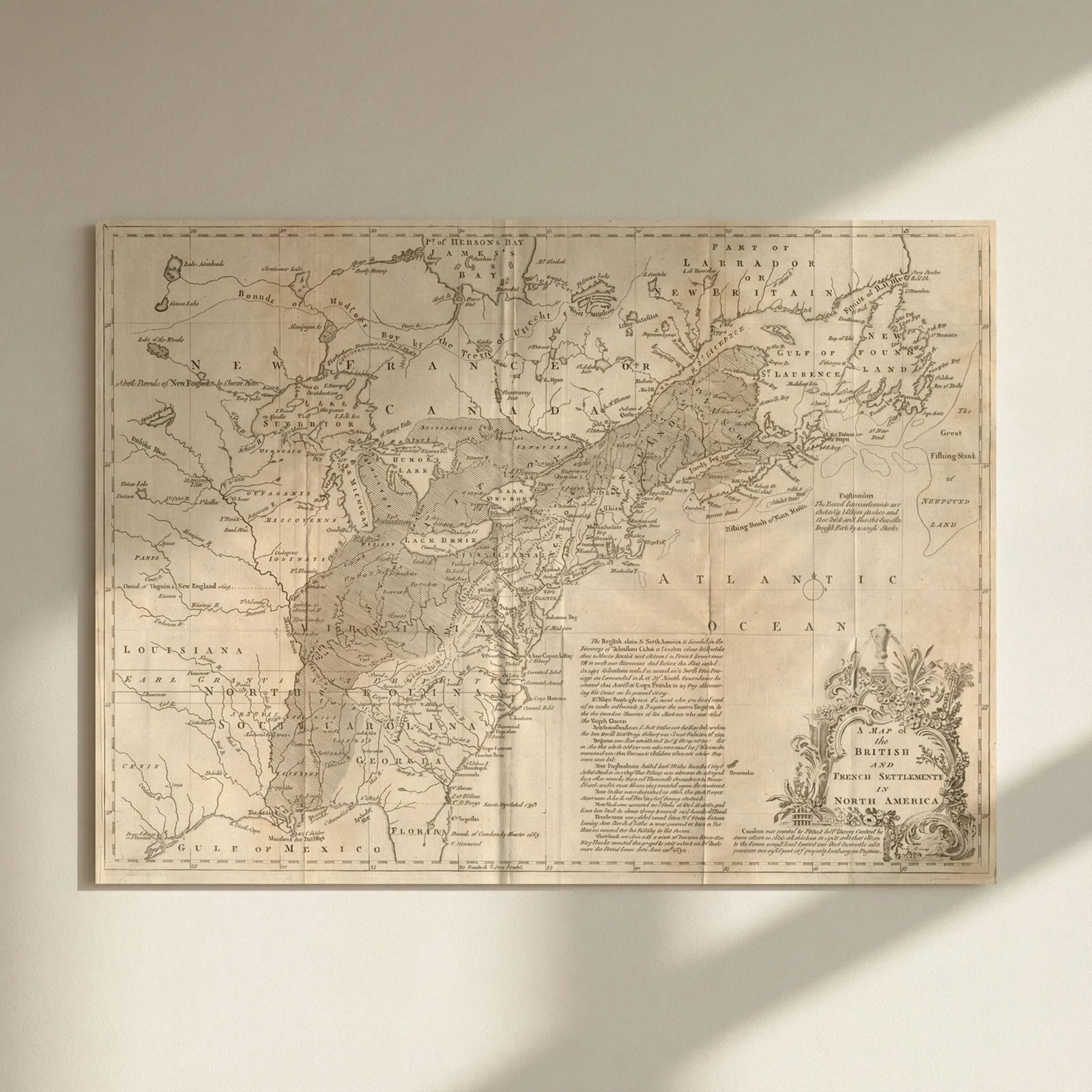 A map of the British and French Settlements in North America. LODGE 1755: Title: A map of the British and French Settlements in North America. LODGE 1755 Description: A map of the British and French Settlements in North America'. The then-French colonies are indicated by th