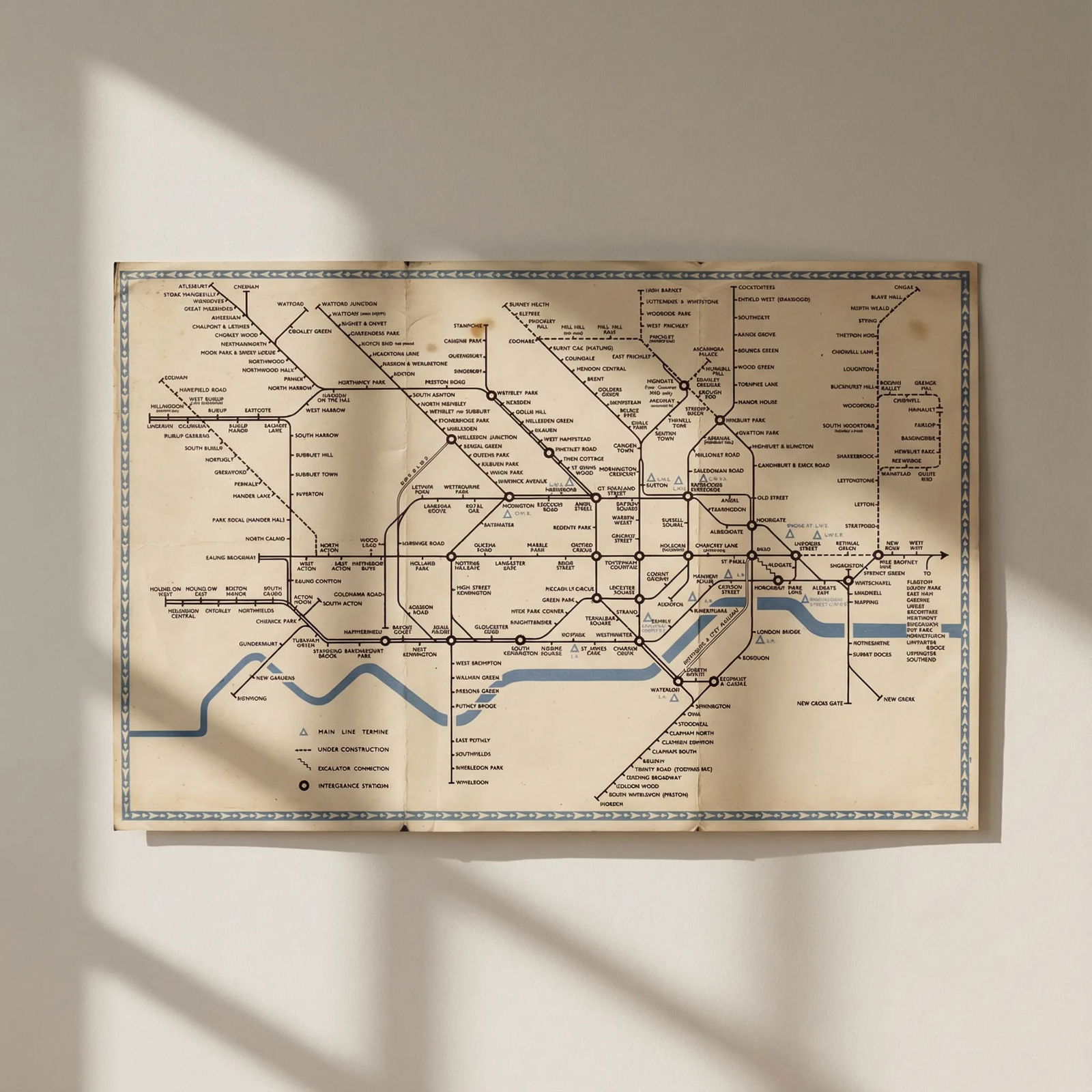 LONDON UNDERGROUND tube map plan diagram. Northern Heights SCHLEGER/ZERO #1 1940: Title: LONDON UNDERGROUND tube map plan diagram. Northern Heights SCHLEGER/ZERO #1 1940 Description: London Transport - Underground Lines No 1. 1940'. This edition of the Underground map is by Hans Sc