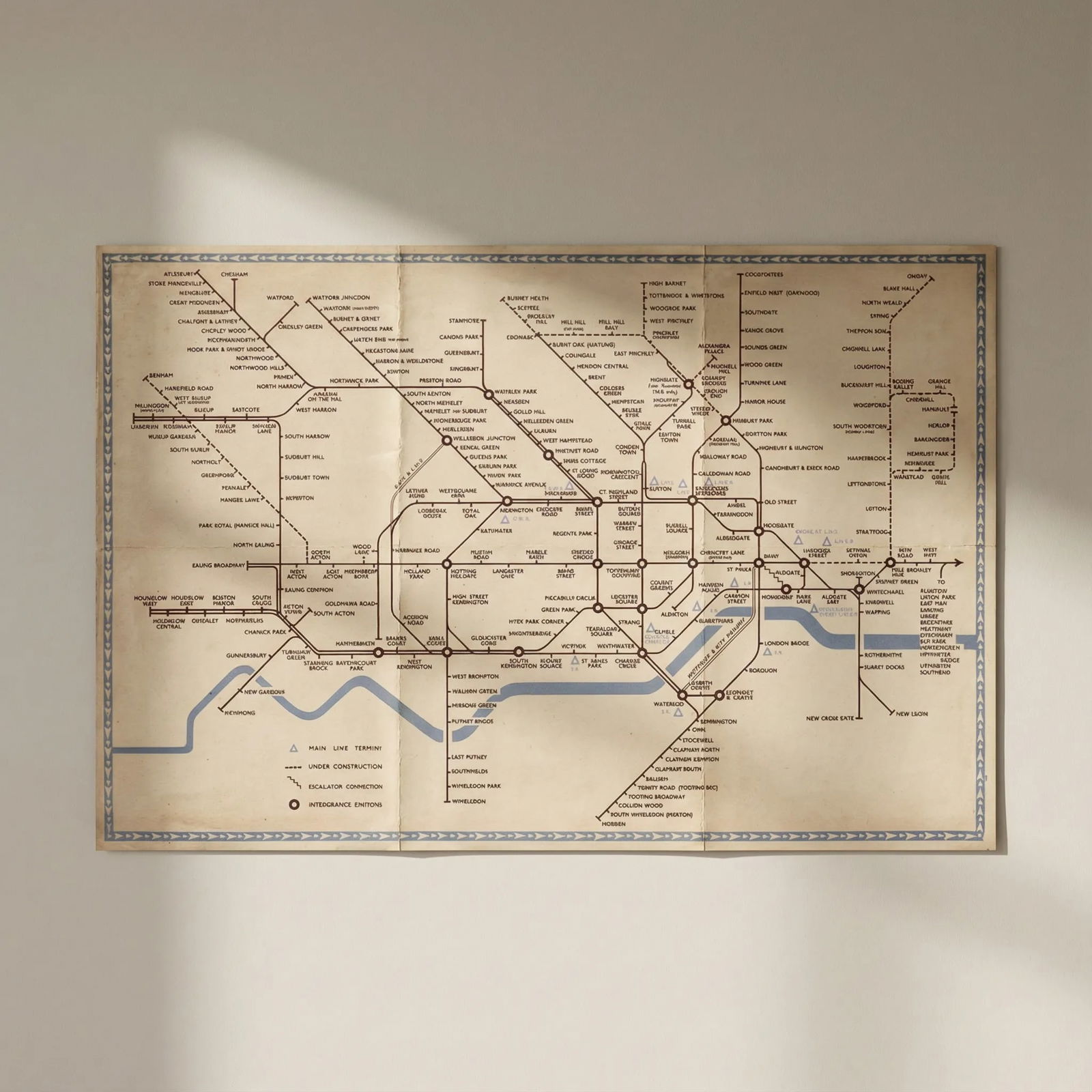 LONDON UNDERGROUND tube diagram map plan. Northern Heights SCHLEGER/ZERO #1 1940: Title: LONDON UNDERGROUND tube diagram map plan. Northern Heights SCHLEGER/ZERO #1 1940 Description: London Transport - Underground Lines No 1. 1940'. This edition of the Underground map is by Hans Sc