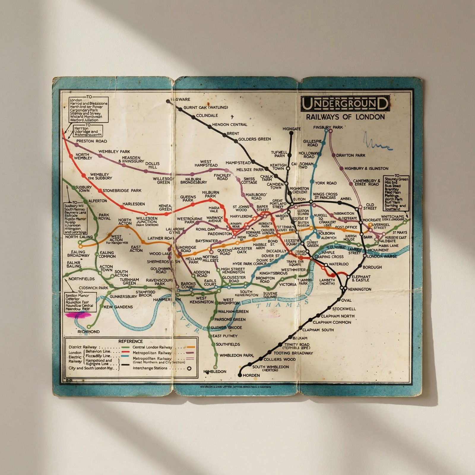 LONDON UNDERGROUND tube map plan diagram. STINGEMORE 1928 old vintage: Title: LONDON UNDERGROUND tube map plan diagram. STINGEMORE 1928 old vintage Description: Underground Railways of London'. This edition of the Stingemore pocket map has the Central London Railway line