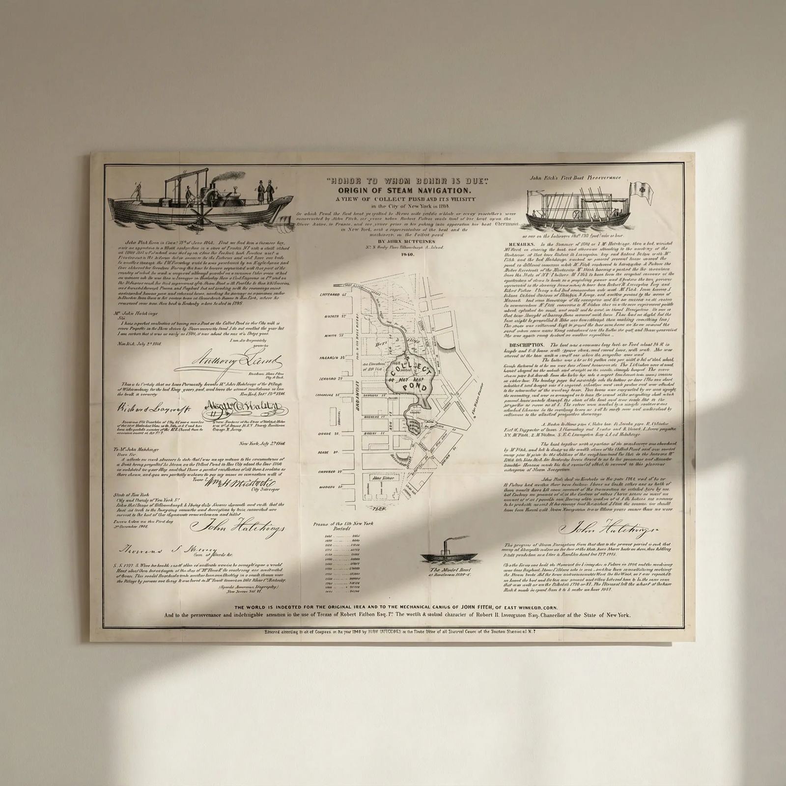 Manhattan …A view of the Collect pond… in 1793 Chinatown, New York City 1849 map: Title: Manhattan …A view of the Collect pond… in 1793 Chinatown, New York City 1849 map Description: Honor to whom honor is due origin of steam navigation a view of collect pond and its vi