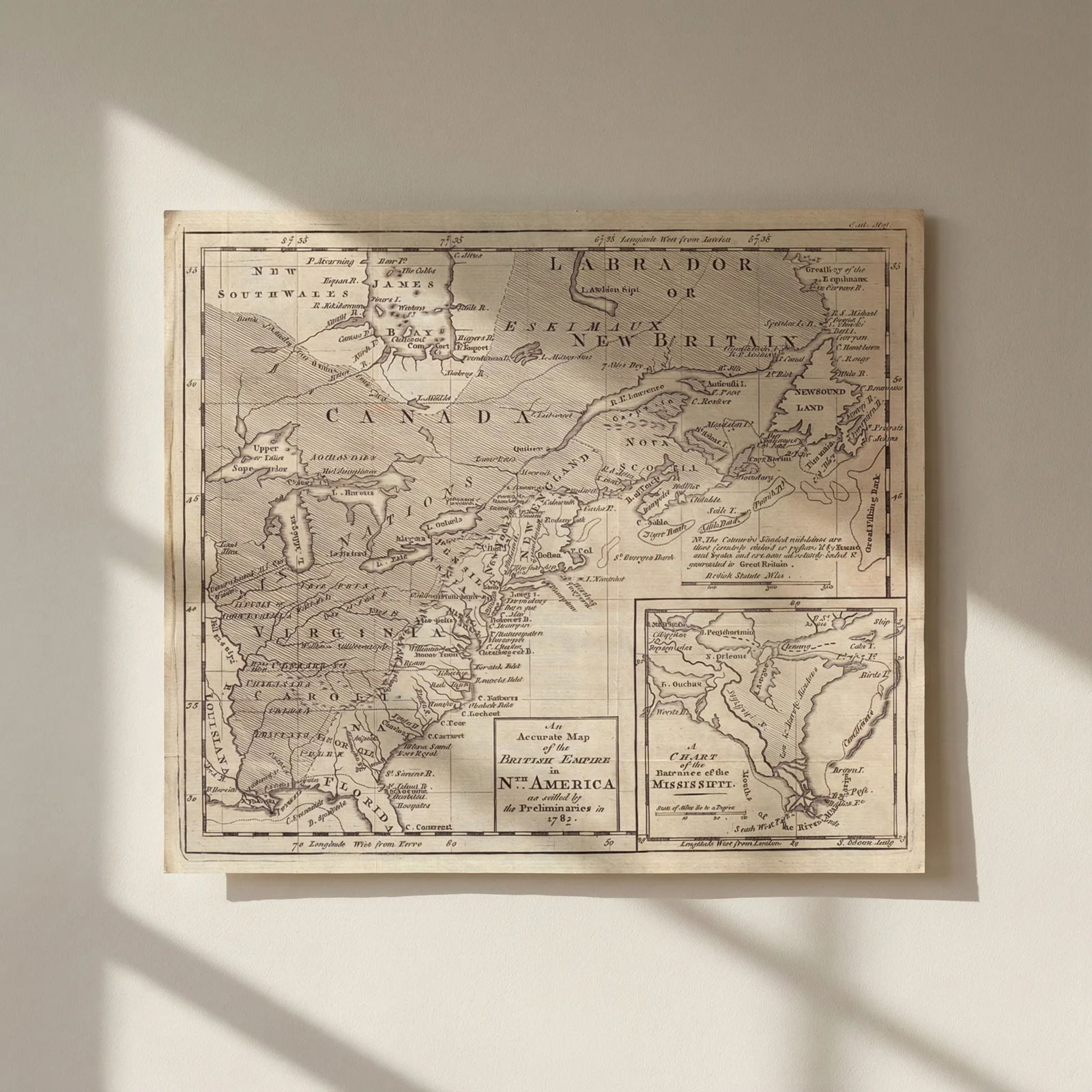 An Accurate Map of the British Empire in Nth America as settled… GIBSON 1762: Title: An Accurate Map of the British Empire in Nth America as settled… GIBSON 1762 Description: An Accurate Map of the British Empire in Nth America as settled by the Preliminaries in 1762. A C