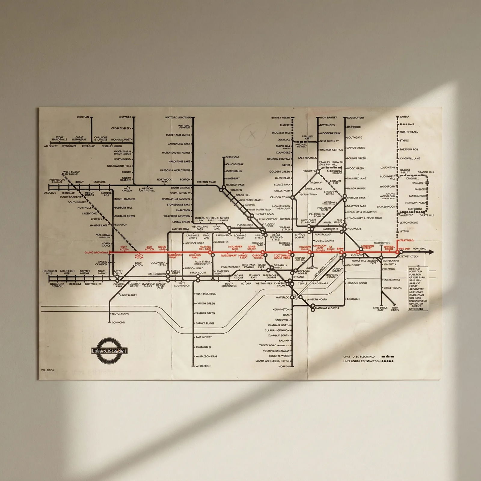 LONDON UNDERGROUND tube map plan. Central Line extension to Stratford. BECK 1946: Title: LONDON UNDERGROUND tube map plan. Central Line extension to Stratford. BECK 1946 Description: Central Line extension to Stratford Open Dec 4' (No print code). This edition of the map was printe