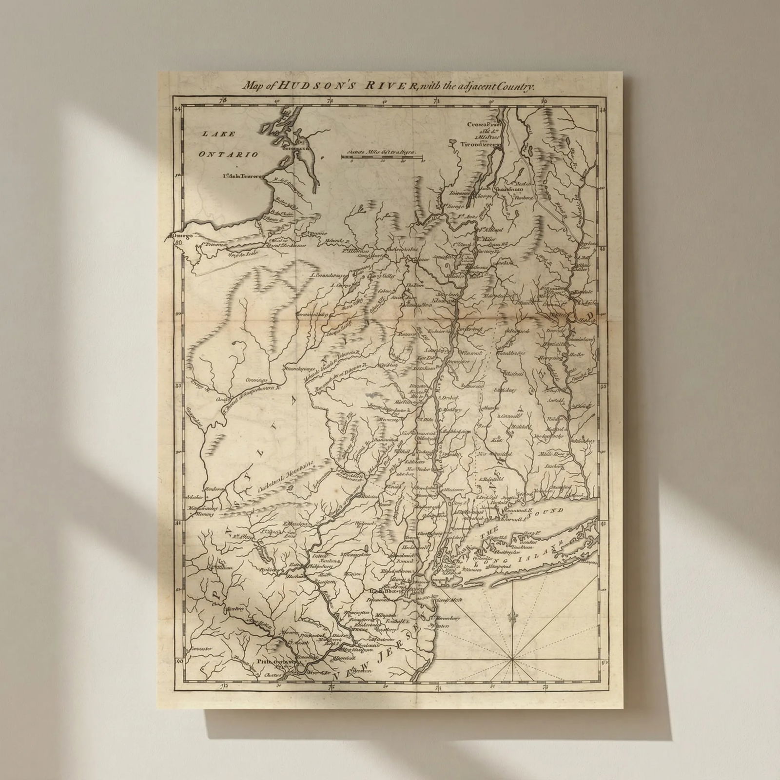 Map of Hudson's River with the adjacent Country. New York NJ. GENTS MAG 1778: Title: Map of Hudson's River with the adjacent Country. New York NJ. GENTS MAG 1778 Description: Map of Hudson's River, with the adjacent Country' by Anonymous. Published 1778. Antique copperplate map