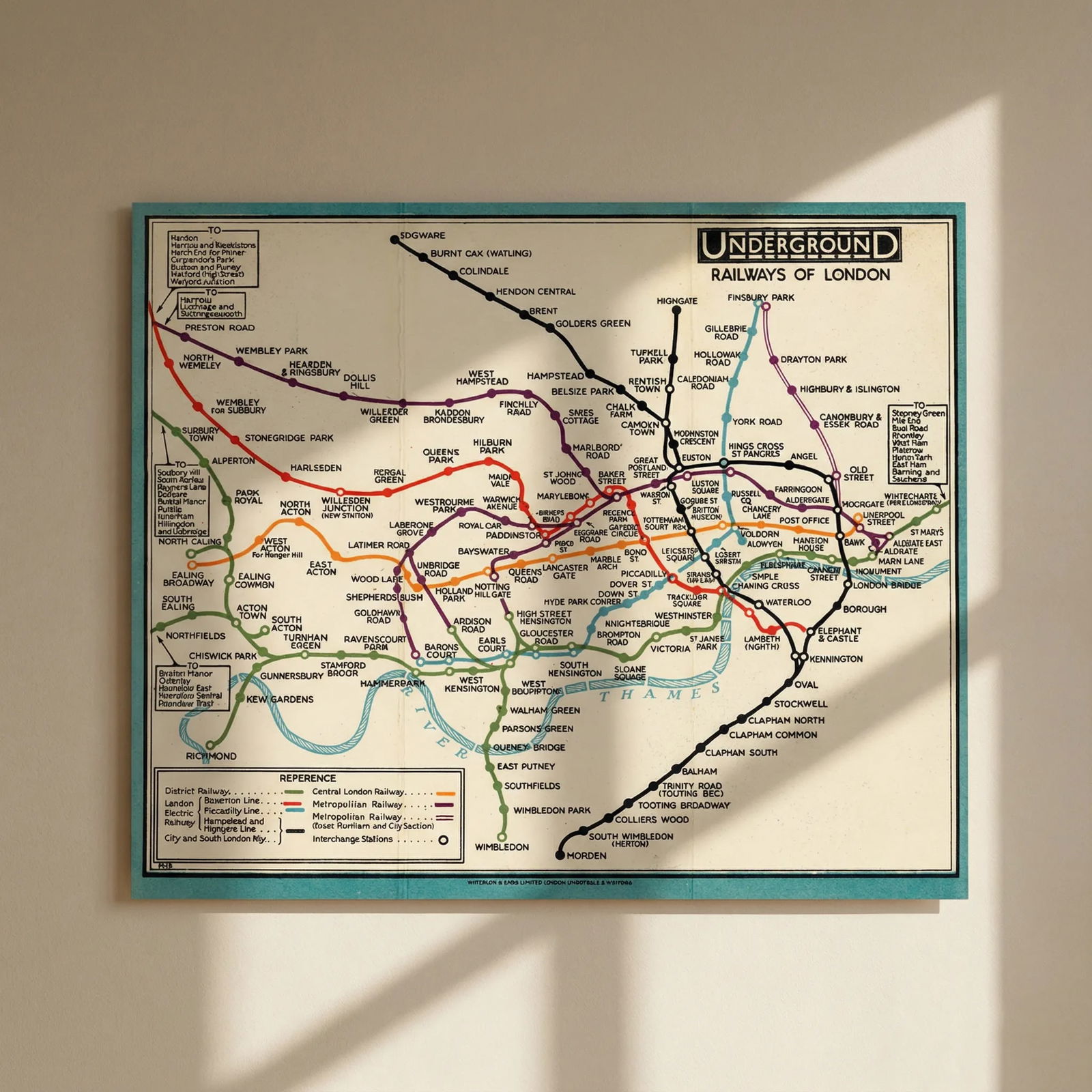 LONDON UNDERGROUND tube map plan diagram. STINGEMORE 1928 old vintage: Title: LONDON UNDERGROUND tube map plan diagram. STINGEMORE 1928 old vintage Description: Underground Railways of London'. This edition of the Stingemore pocket map has the Central London Railway line