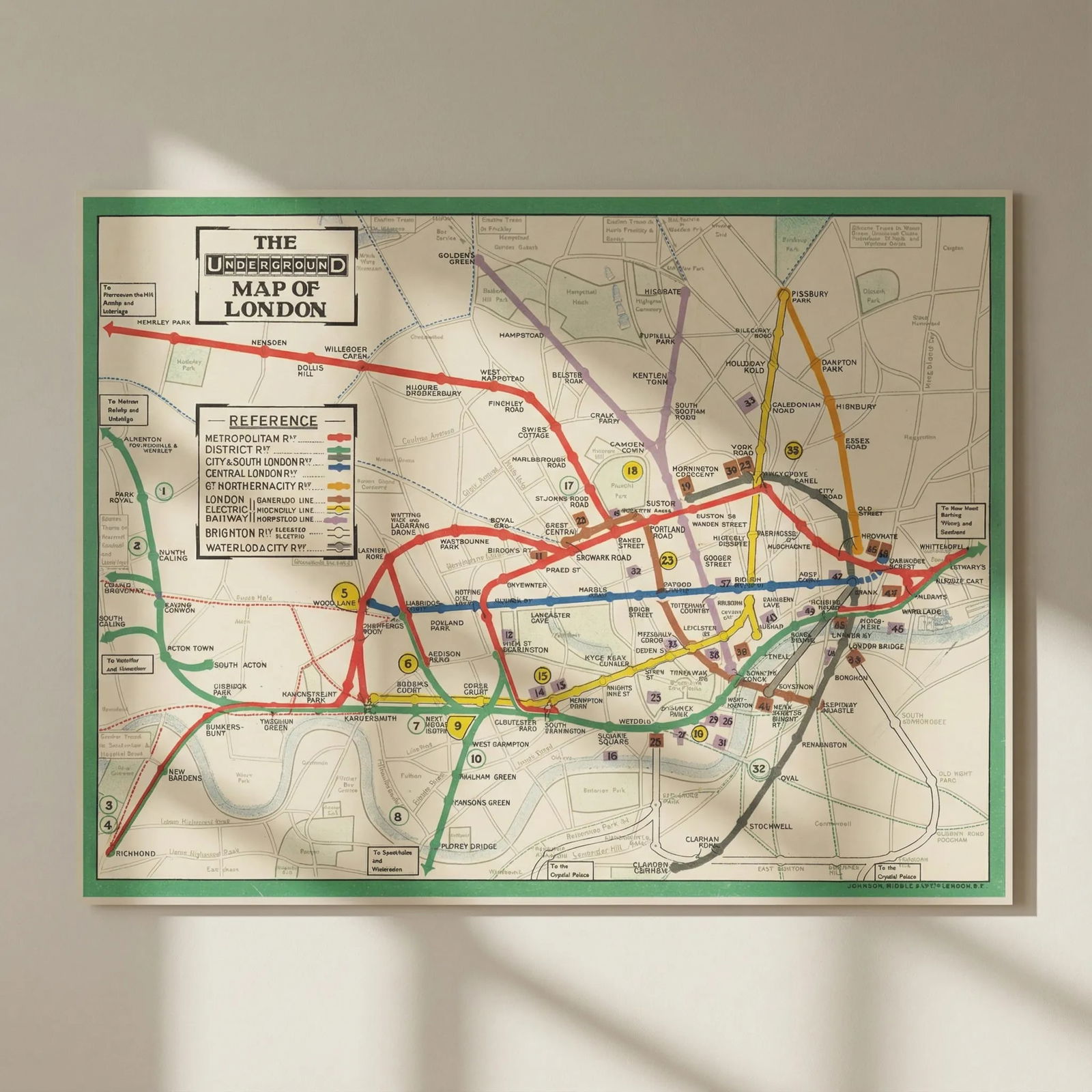 The Underground Map of London. Tube network map 1911 old antique chart: Title: The Underground Map of London. Tube network map 1911 old antique chart Description: The Underground Map of London'. One side displays 'The Underground Map of London'. The Underground railways a
