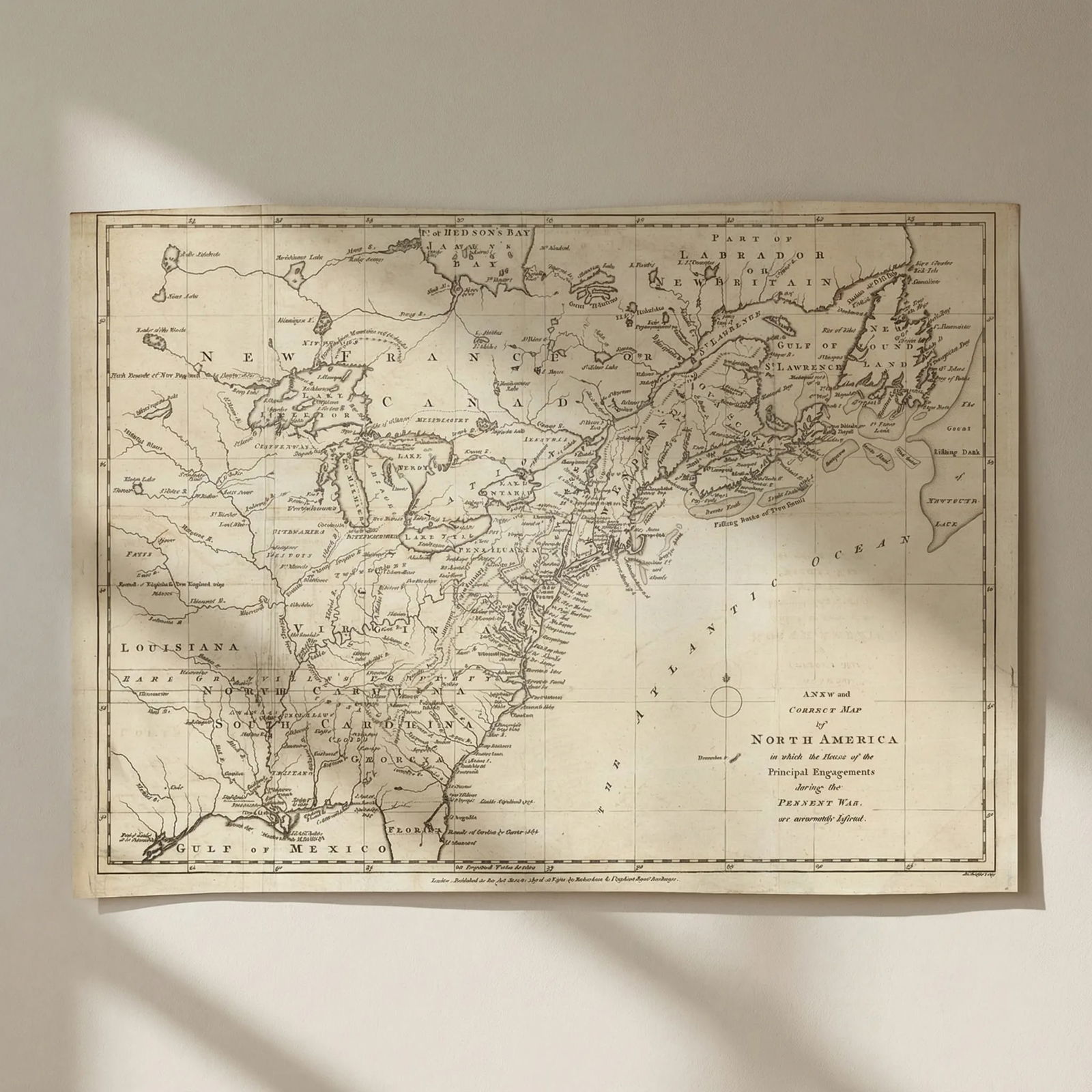 A New & Correct Map of North America in which the places… JOHN LODGE 1780 (1 of 4)