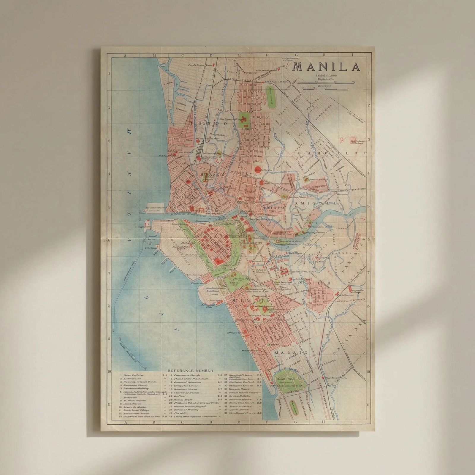 Manila antique town city plan. Philippines 1917 old map chart: Title: Manila antique town city plan. Philippines 1917 old map chart Description: Manila'. Imperial Japanese Government Railways. Published 1917. Antique colour map. Size 28 x 19 cm | 11.0 x 7.5 inche
