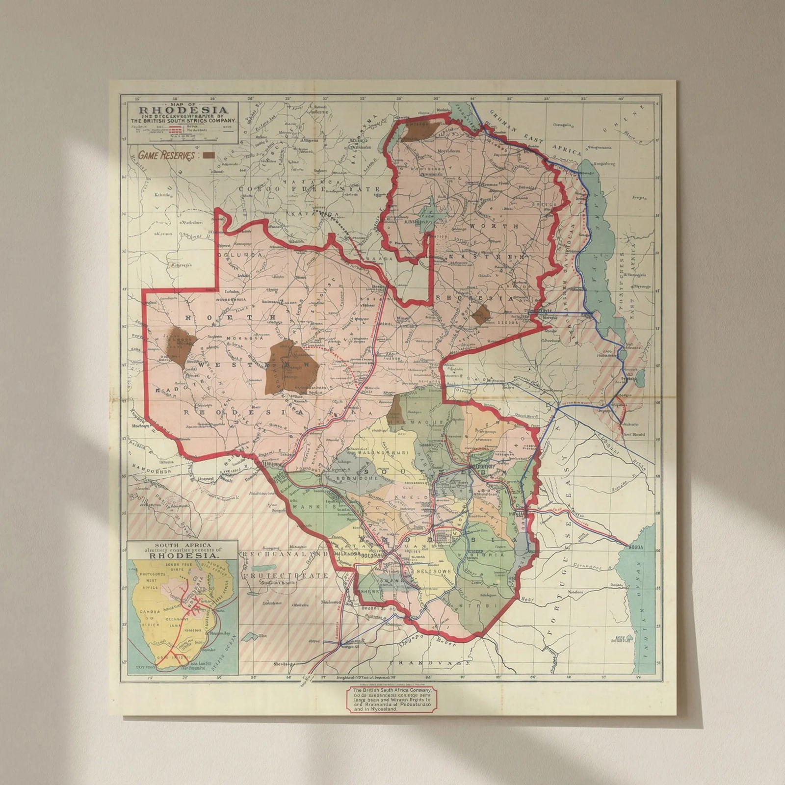 Rhodesia… British South Africa Company. Game reserves. Zimbabwe Zambia 1910 map: Title: Rhodesia… British South Africa Company. Game reserves. Zimbabwe Zambia 1910 map Description: Map of Rhodesia under the administration of the British South Africa Company [Game reserves].