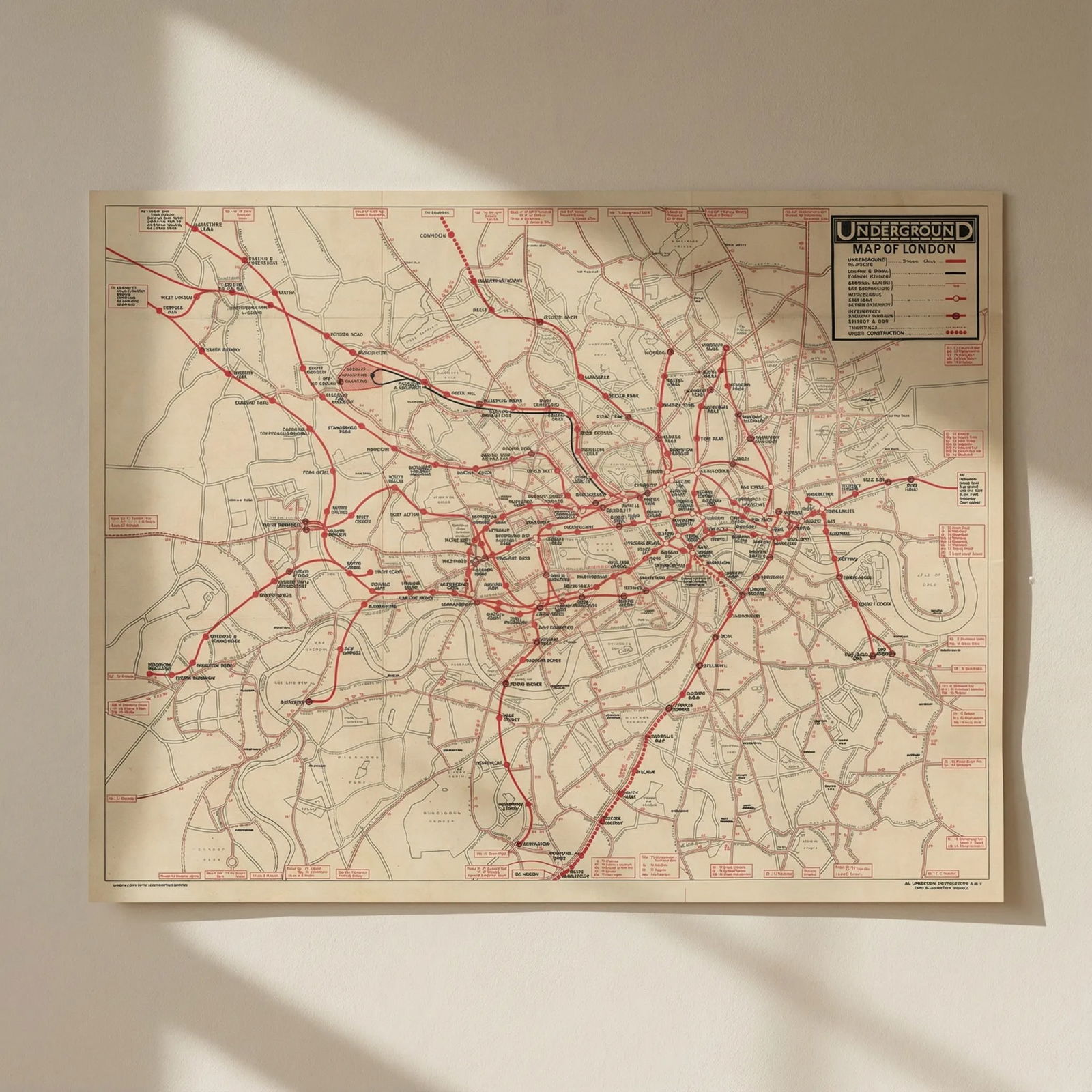 Underground Map of London. Tube network. No print code. June-August/mid 1924: Title: Underground Map of London. Tube network. No print code. June-August/mid 1924 Description: Underground Map of London [No Print code]. This is a paper edition of the geographic style Underground