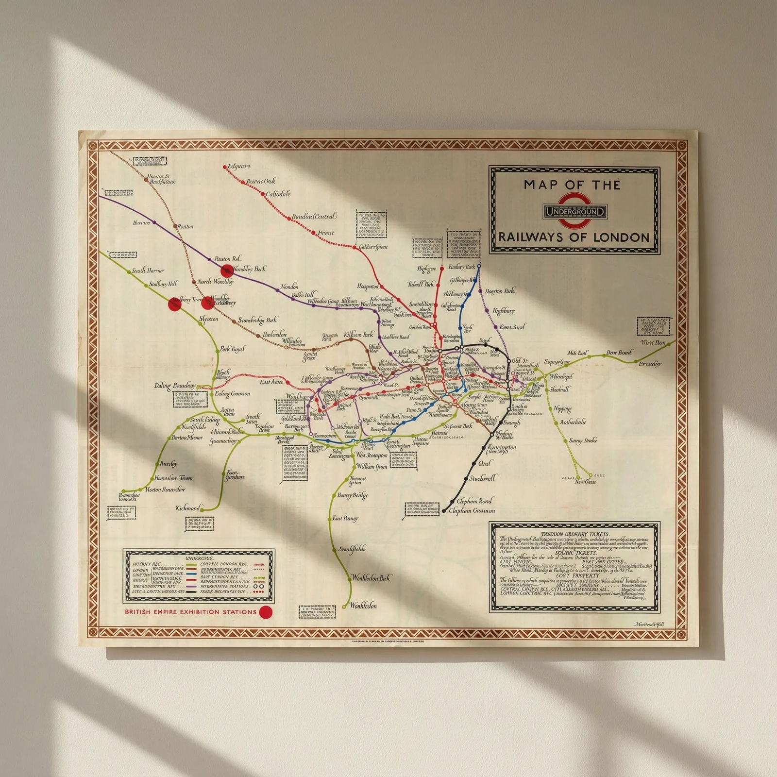 Map of the Underground Railways of London by Macdonald Gill. January 1923: Title: Map of the Underground Railways of London by Macdonald Gill. January 1923 Description: Map of the Underground Railways of London. What to See and How to Travel - Map of the Electric Railways of