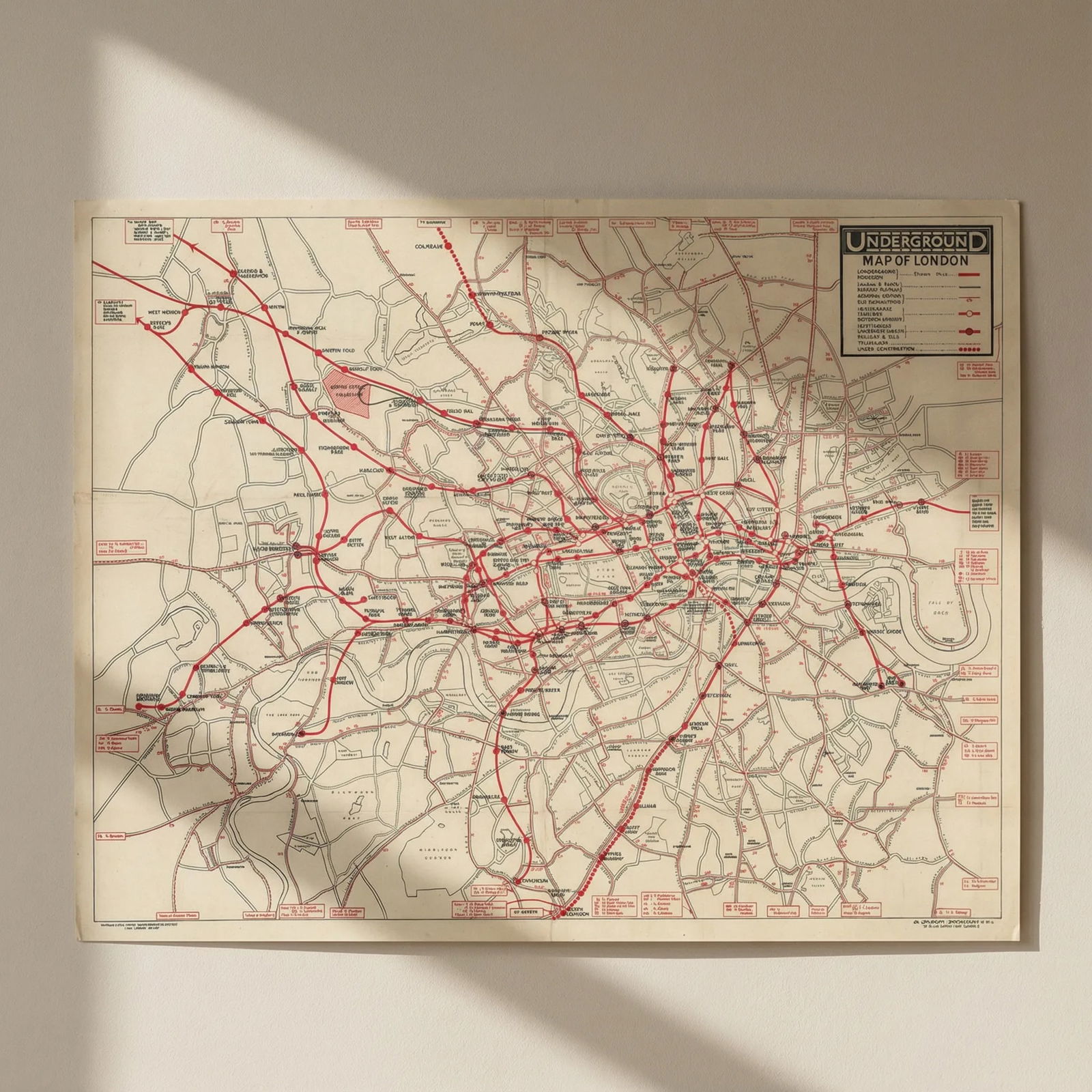 Underground Map of London. Tube network. Print code 419-25000-3/4/24. April 1924: Title: Underground Map of London. Tube network. Print code 419-25000-3/4/24. April 1924 Description: Underground Map of London [Print code 419-25000-3/4/24]. This is a paper edition of the geographic