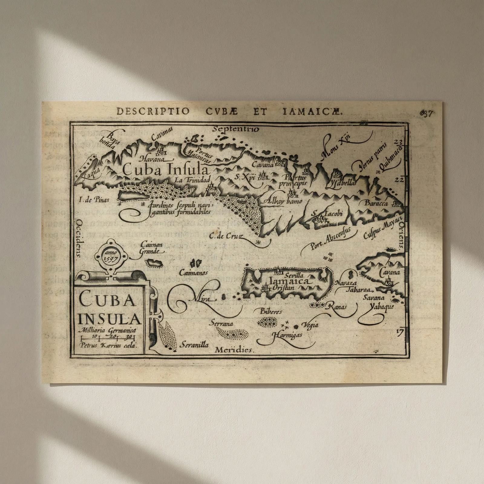 Cubae & Iamaicae /Cuba Insula by Bertius/Langenes. Cuba Jamaica Caymans 1603 map: Title: Cubae & Iamaicae /Cuba Insula by Bertius/Langenes. Cuba Jamaica Caymans 1603 map Description: Descriptio Cubae et Iamaicae / Cuba Insula [Cuba, Jamaica & the Cayman Islands]. Drawn by Petru