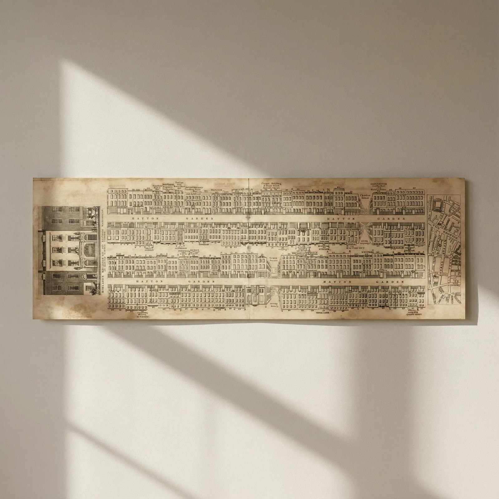 Tallis London Street View #33 Hatton Garden 1838 old antique map plan chart: Title: Tallis London Street View #33 Hatton Garden 1838 old antique map plan chart Description: [Part 33] Hatton Garden [Cross streets: Charles Street (Greville Street), Cross Street (St. Cross Street