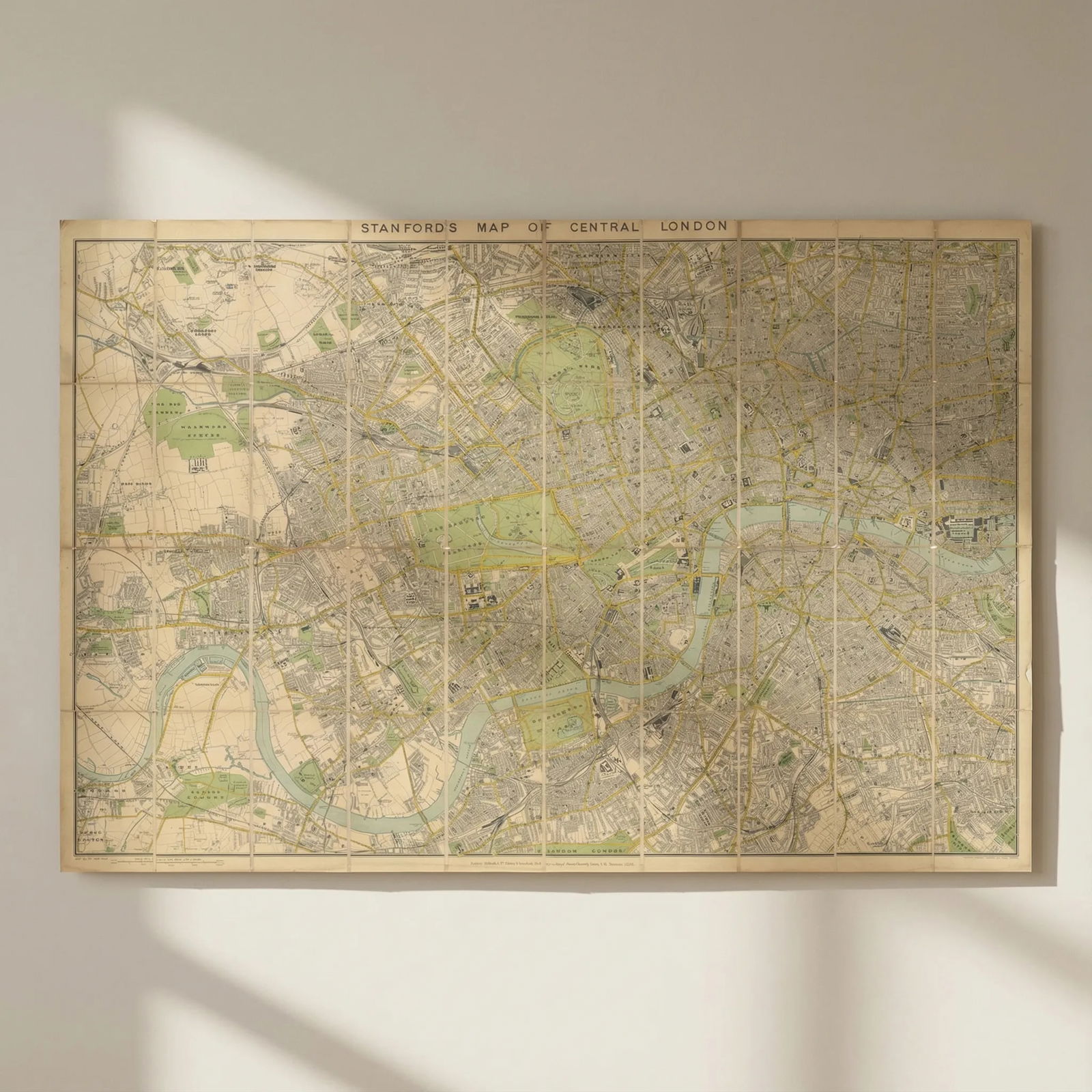 Stanford's Map of Central London. Folding, linen-backed antique city plan 1896: Title: Stanford's Map of Central London. Folding, linen-backed antique city plan 1896 Description: Stanford's Map of Central London'. Stanford's Geographical Establishment. Published November 2nd 1896