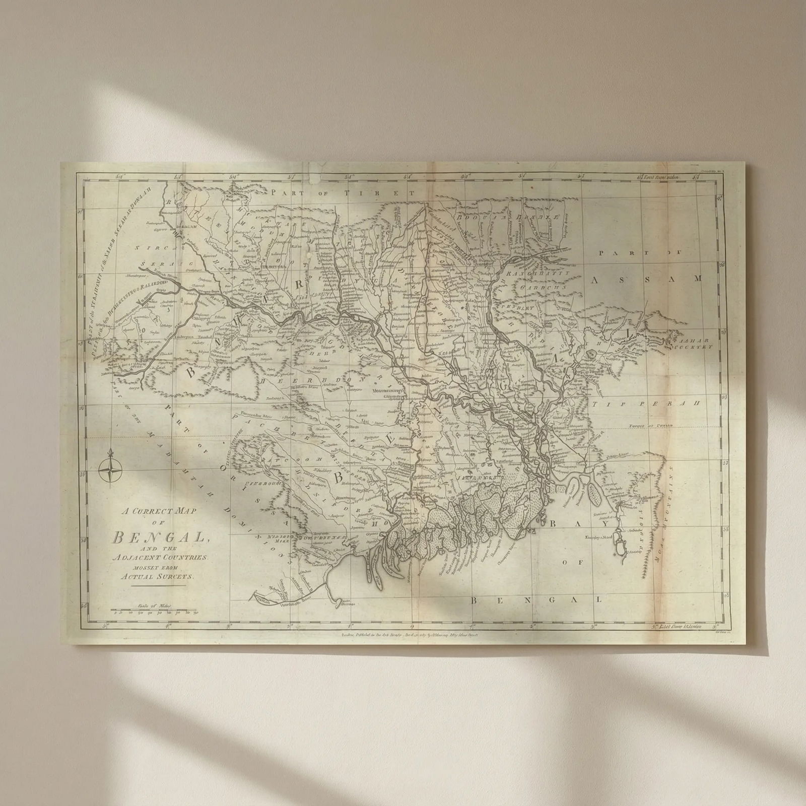 A Correct Map of Bengal and the Adjacent Countries… by John Lodge 1785 old (1 of 4)