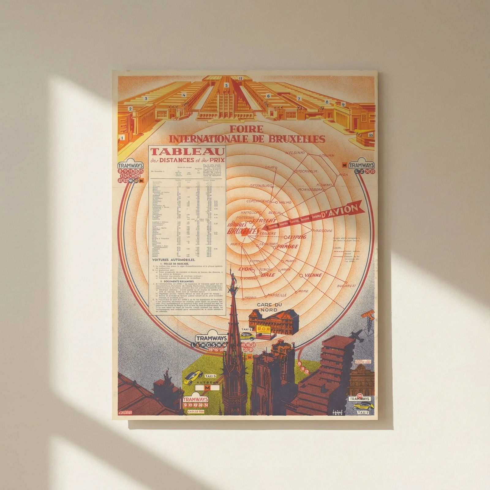 18ieme Foire Internationale de Bruxelles. Aircraft travel distances 1938 map: Title: 18ieme Foire Internationale de Bruxelles. Aircraft travel distances 1938 map Description: [18ieme] Foire Internationale de Bruxelles [Du Dimanche 13 au Dimanche 27 Mars 1938] - Tableau des Dist