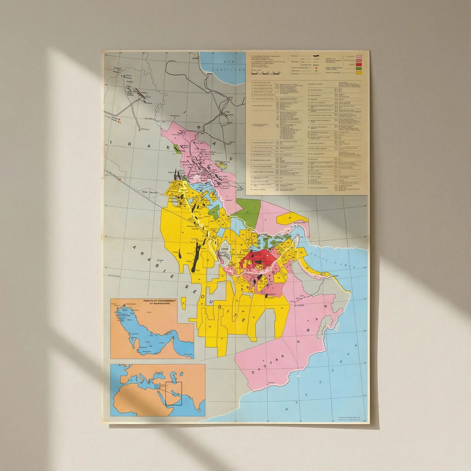 Middle East Oil concessions. L'Industrie Pétrolière Moyen-Orient. TOTAL 1971 map: Title: Middle East Oil concessions. L'Industrie Pétrolière Moyen-Orient. TOTAL 1971 map Description: L'Industrie Pétrolière au Moyen-Orient [The Middle East Oil Industry]. This map