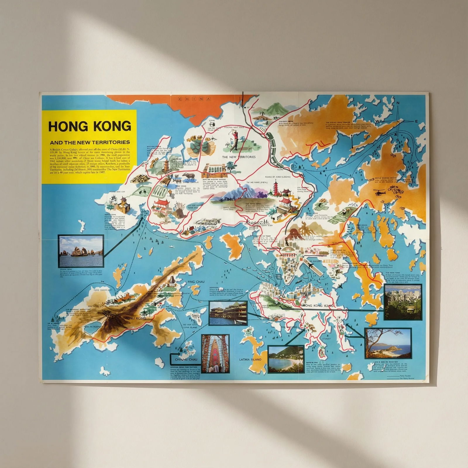 Hong Kong and the New Territories pictorial map. HK Tourist Association c1966: Title: Hong Kong and the New Territories pictorial map. HK Tourist Association c1966 Description: Hong Kong and the New Territories' by Hong Kong Tourist Association. Published c1966. Vintage colour f