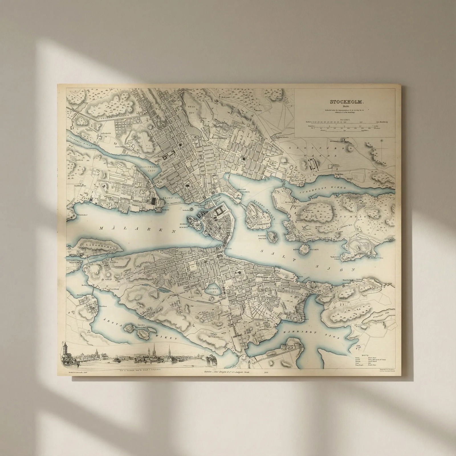 STOCKHOLM. Antique town city map plan. Inset panorama view. SDUK 1847 old: Title: STOCKHOLM. Antique town city map plan. Inset panorama view. SDUK 1847 old Description: STOCKHOLM 1838' by S.D.U.K. - Society for the Diffusion of Useful Knowledge. Published 1847 - The map show