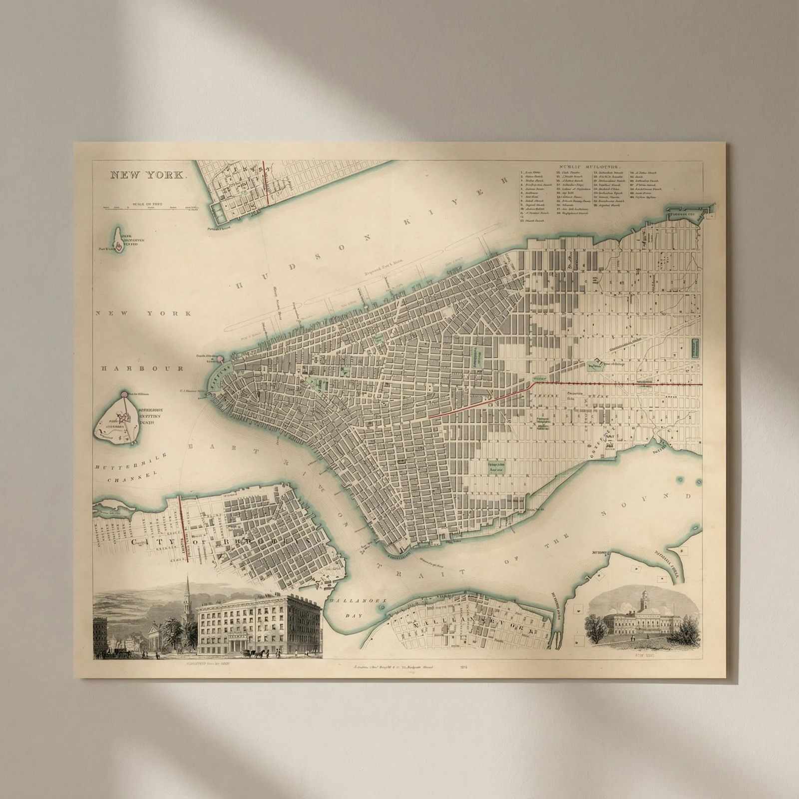 NEW YORK CITY. Antique town city map plan. Manhattan Brooklyn Jersey. SDUK 1847: Title: NEW YORK CITY. Antique town city map plan. Manhattan Brooklyn Jersey. SDUK 1847 Description: NEW YORK' by S.D.U.K. - Society for the Diffusion of Useful Knowledge. Published 1847. Antique steel