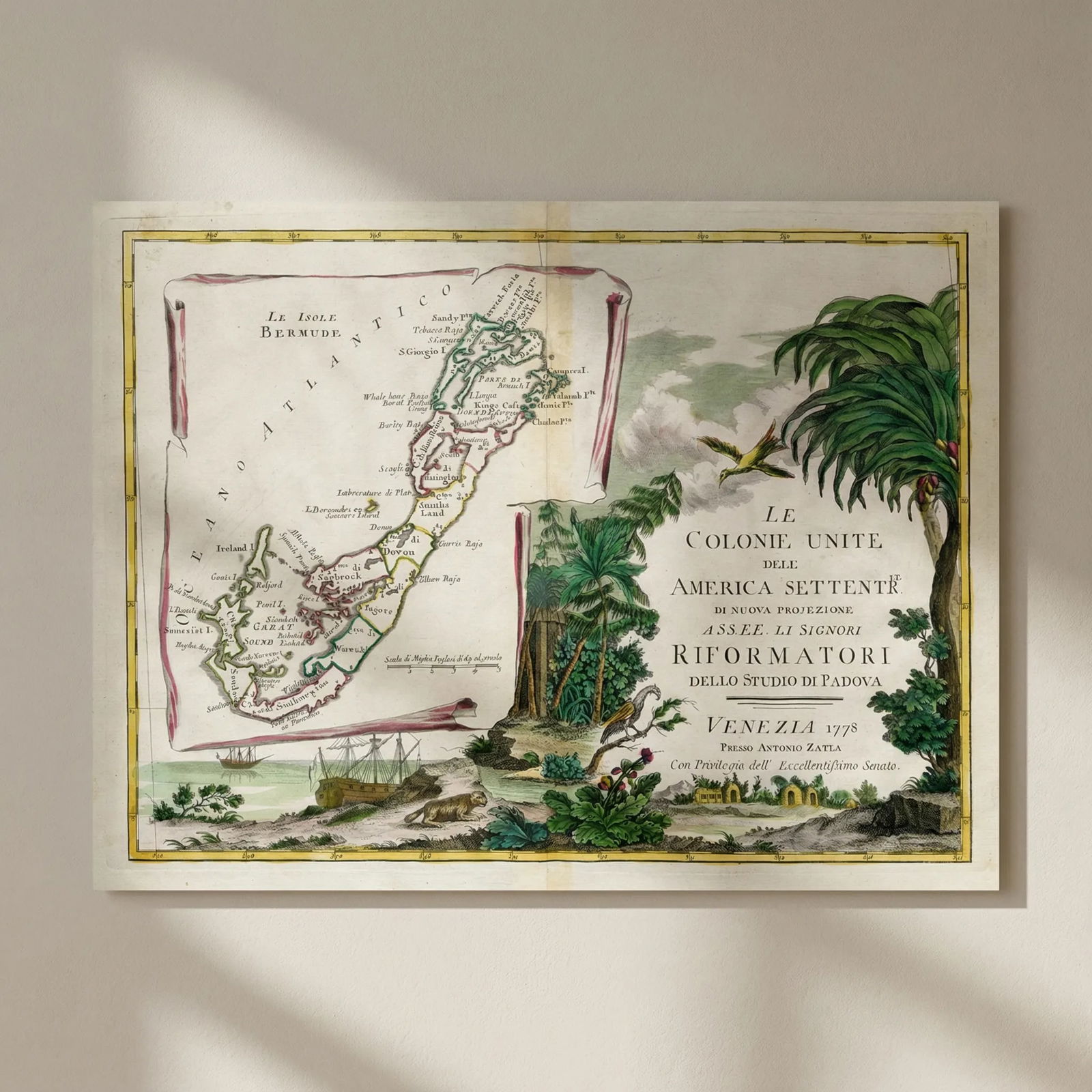 Le Colonie Unite dell America Settentrale…. Bermuda. ZATTA 1779 old map: Title: "Le Colonie Unite dell America Settentrale…". Bermuda. ZATTA 1779 old map Description: Le Colonie Unite dell America Settentrale di nuova projezione assee li Signori Rifomatori dello Stud