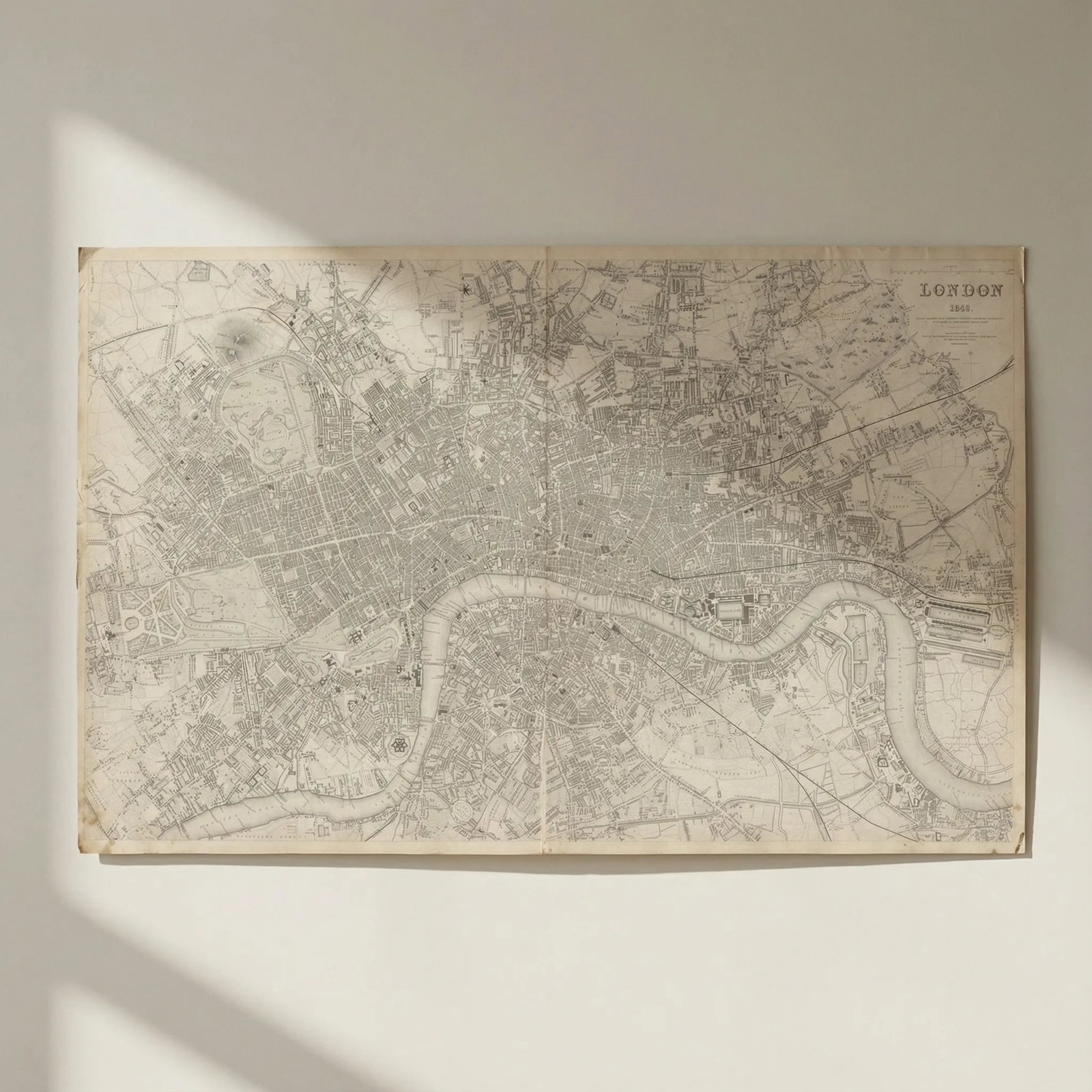 LONDON in 1843 antique town city map plan. LARGE 65x40 cm. SDUK 1844 old: Title: LONDON in 1843 antique town city map plan. LARGE 65x40 cm. SDUK 1844 old Description: LONDON 1843' by S.D.U.K. - Society for the Diffusion of Useful Knowledge. Published 1844 - This map was ori