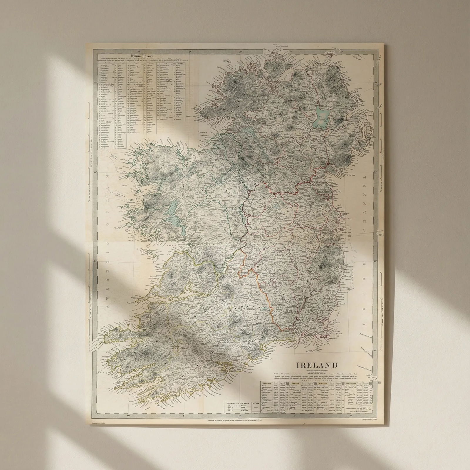 IRELAND on 2 sheets conjoined 62x50 cm. Round towers Cloigthithe. SDUK 1844 map: Title: IRELAND on 2 sheets conjoined 62x50 cm. Round towers Cloigthithe. SDUK 1844 map Description: IRELAND' by S.D.U.K. - Society for the Diffusion of Useful Knowledge. Published 1844 - This map was