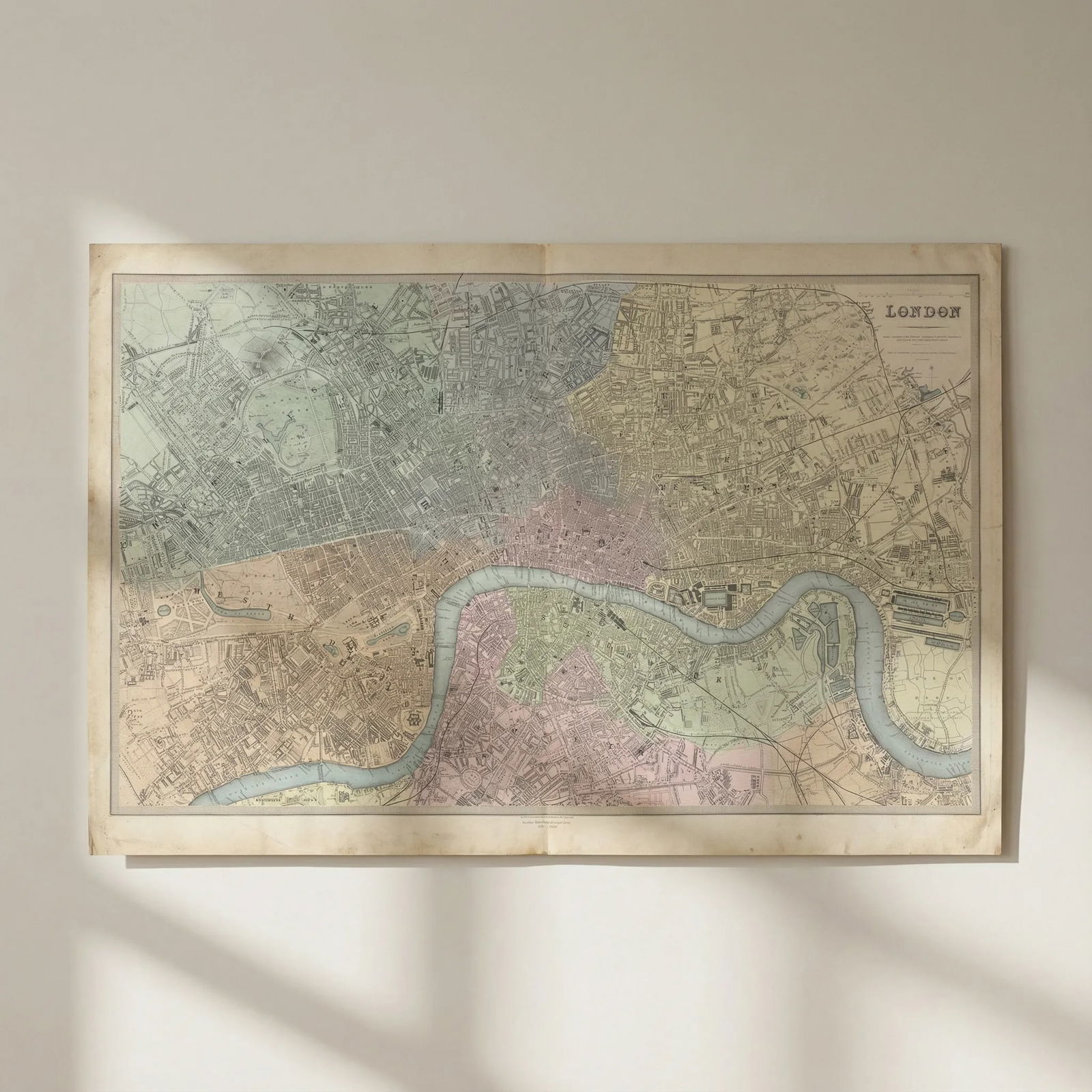 LONDON antique town city map plan. Original hand colour. LARGE. SDUK 1857: Title: LONDON antique town city map plan. Original hand colour. LARGE. SDUK 1857 Description: LONDON' by S.D.U.K. - Society for the Diffusion of Useful Knowledge. Published 1857 - The date of Septembe
