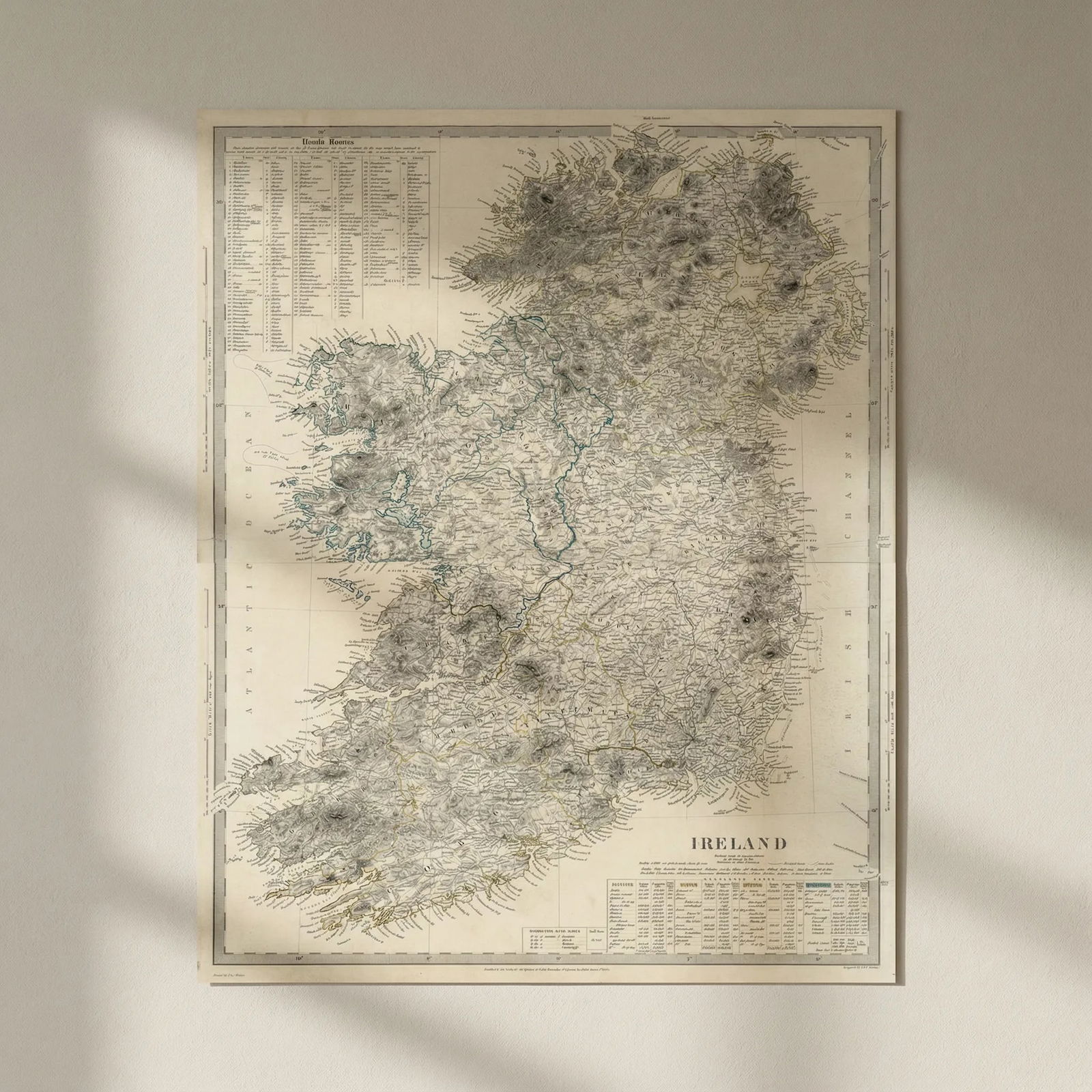 IRELAND on 2 sheets conjoined 62x50 cm. Round towers Cloigthithe. SDUK 1844 map: Title: IRELAND on 2 sheets conjoined 62x50 cm. Round towers Cloigthithe. SDUK 1844 map Description: IRELAND' by S.D.U.K. - Society for the Diffusion of Useful Knowledge. Published 1844 - This map was