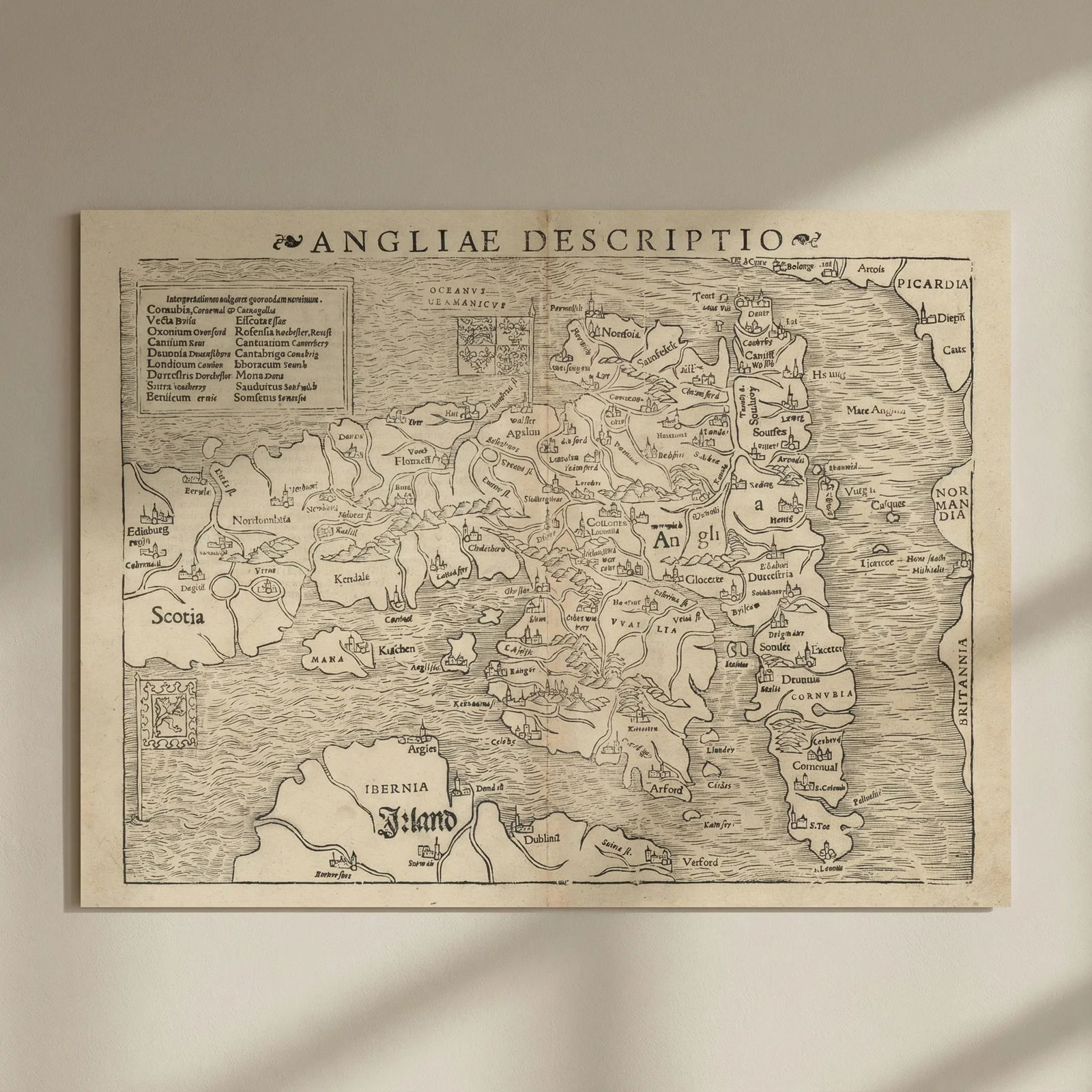 Angliae Descriptio. England, Wales & Scotland. Great Britain. MÜNSTER 1572 map: Title: Angliae Descriptio. England, Wales & Scotland. Great Britain. MÜNSTER 1572 map Description: Angliae Descriptio [England, Wales and part of Scotland]. An early map of England and Wales, wit