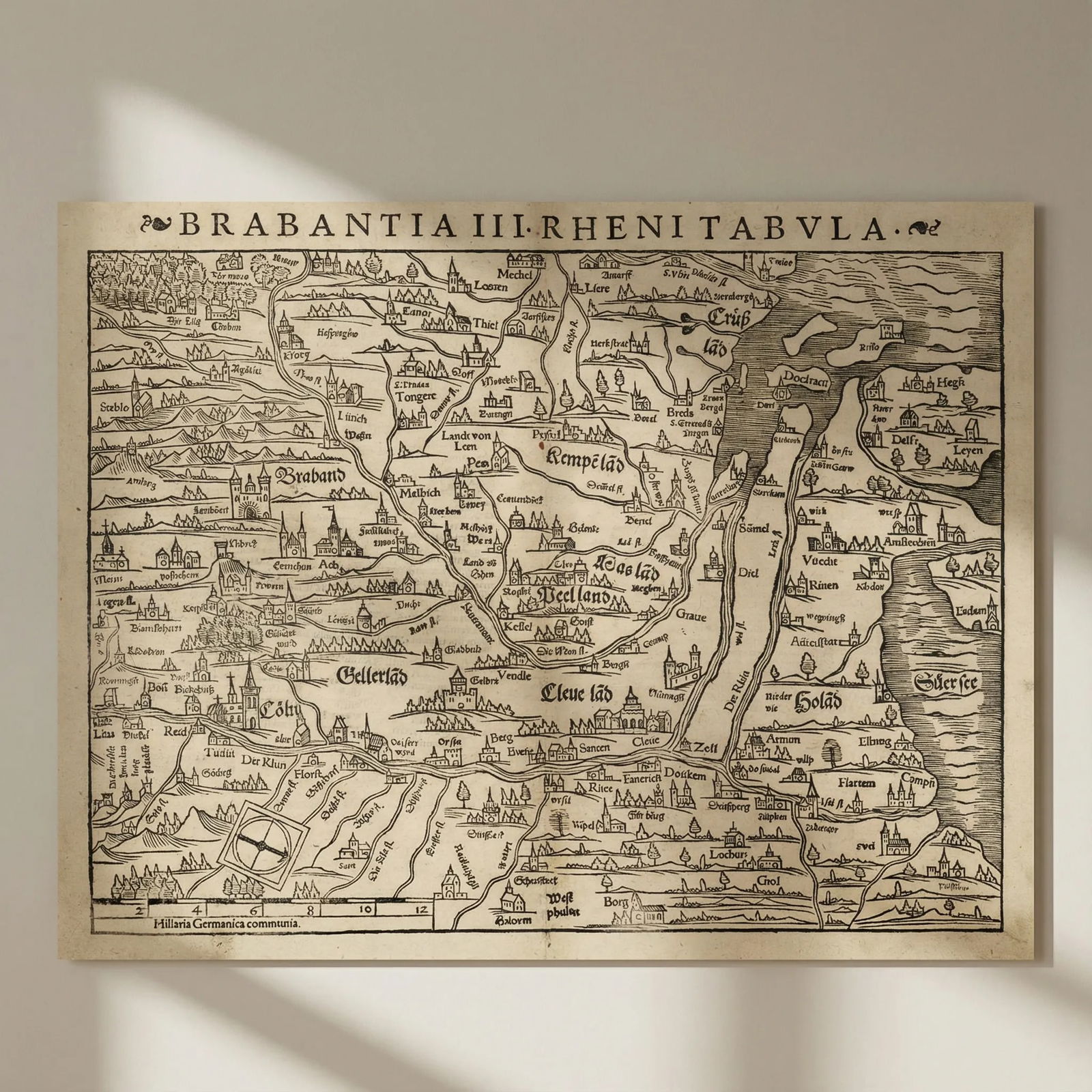 Brabantia III Rheni Tabula. Benelux & North Rhine-Westphalia. MÜNSTER 1572 map: Title: Brabantia III Rheni Tabula. Benelux & North Rhine-Westphalia. MÜNSTER 1572 map Description: Brabantia III Rheni Tabula ["Third Rhine Map" - southern Netherlands, eastern Belgium & west