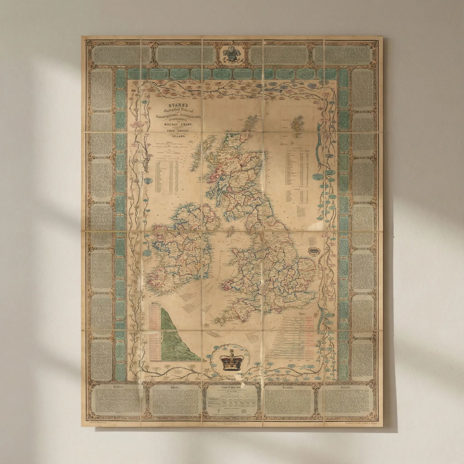 Stark's Geographical… & Railway Chart of the United Kingdom 102x77cm c1851 map: Title: Stark's Geographical… & Railway Chart of the United Kingdom 102x77cm c1851 map Description: Stark's Geographical, Historical, Chronological, Biographical, Mineralogical and Railway Chart