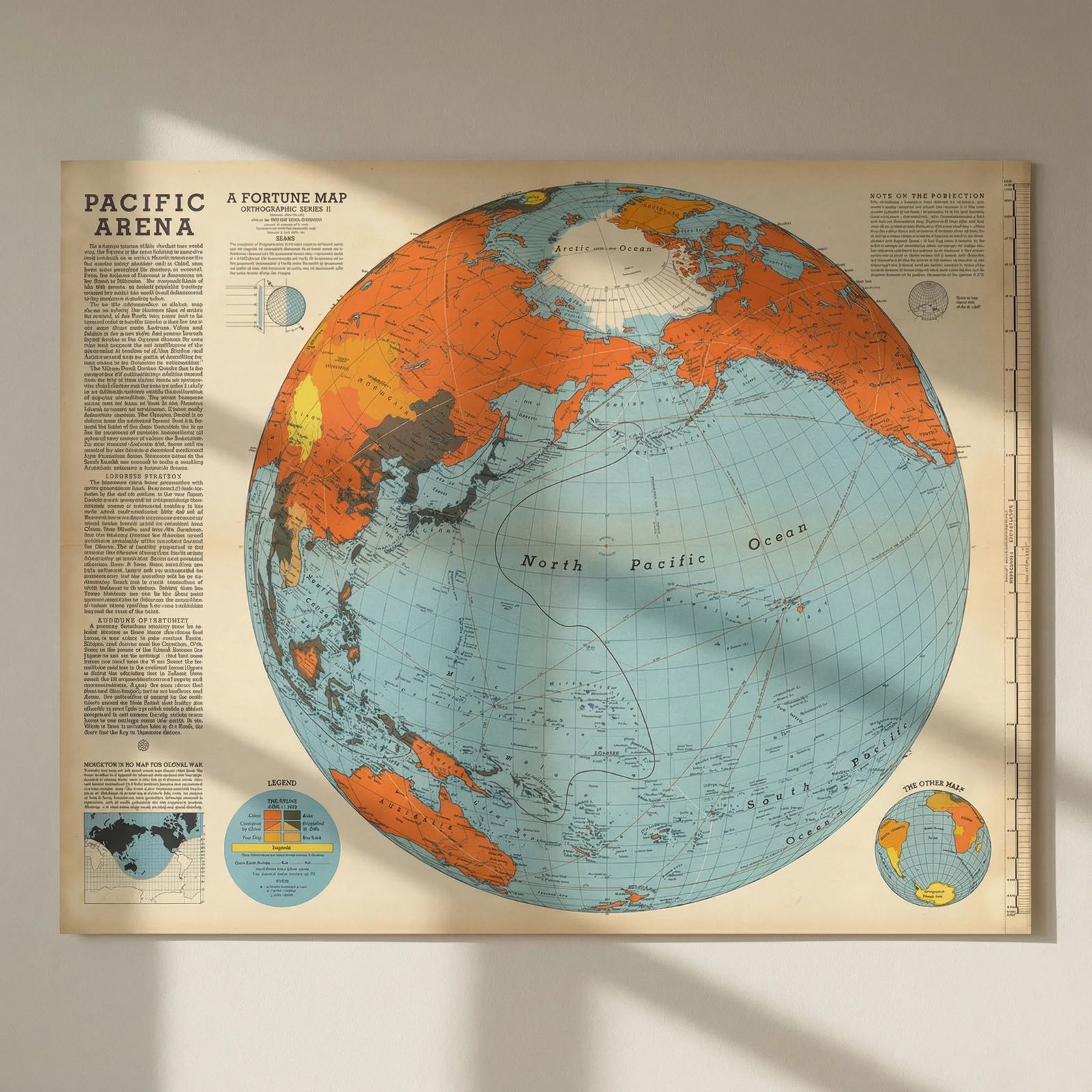 World War 2 Pacific Arena persuasive map. Richard Edes Harrison for Fortune 1942 (1 of 4)