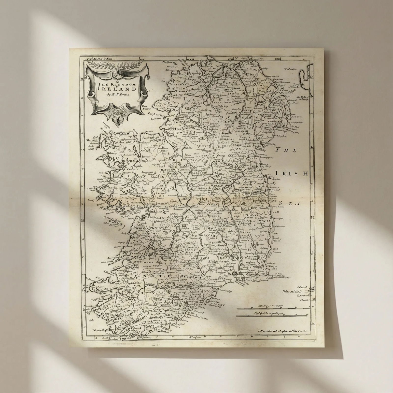 THE KINGDOM OF IRELAND by ROBERT MORDEN from Camden's Britannia 1722 old map: Title: THE KINGDOM OF IRELAND by ROBERT MORDEN from Camden's Britannia 1722 old map Description: The Kingdom of Ireland'. Robert Morden; "Sold by Abel Swale Awnsham & Iohn Churchill [John Churchill]".