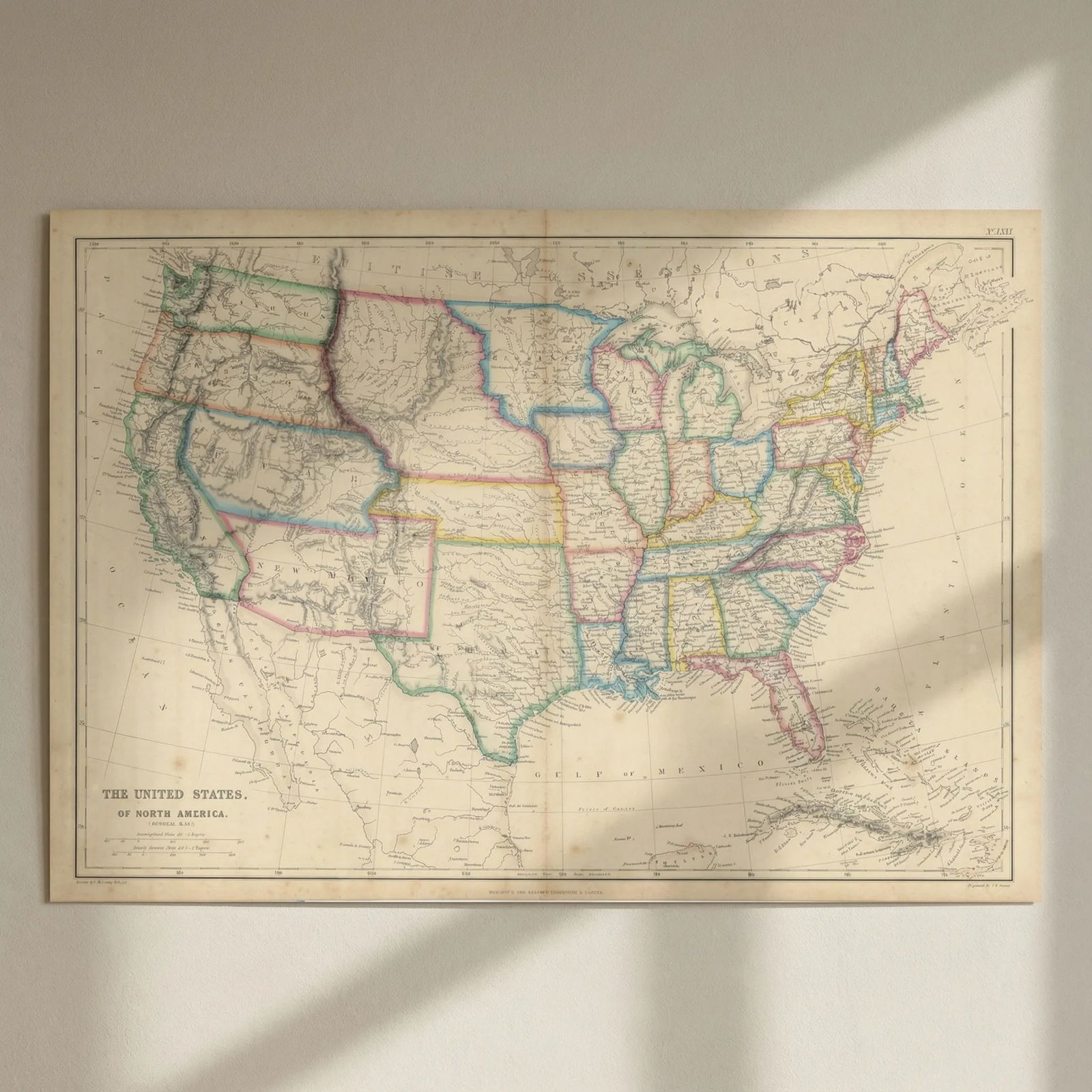 United States of North America. Early territorial boundaries. LOWRY 1860 map (1 of 4)