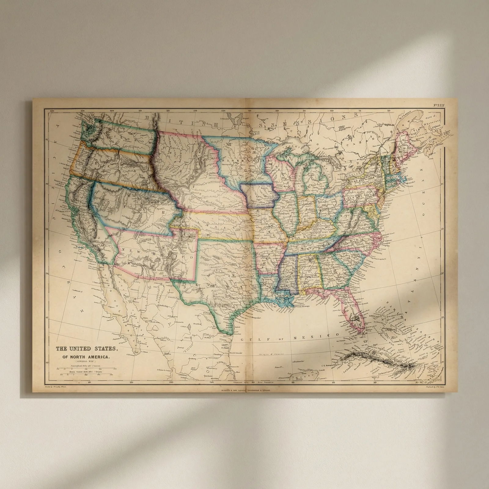 United States of North America. Early territorial boundaries. LOWRY 1860 map: Title: United States of North America. Early territorial boundaries. LOWRY 1860 map Description: The United States of North America (General Map)'. Scarce double page map of the United States showing