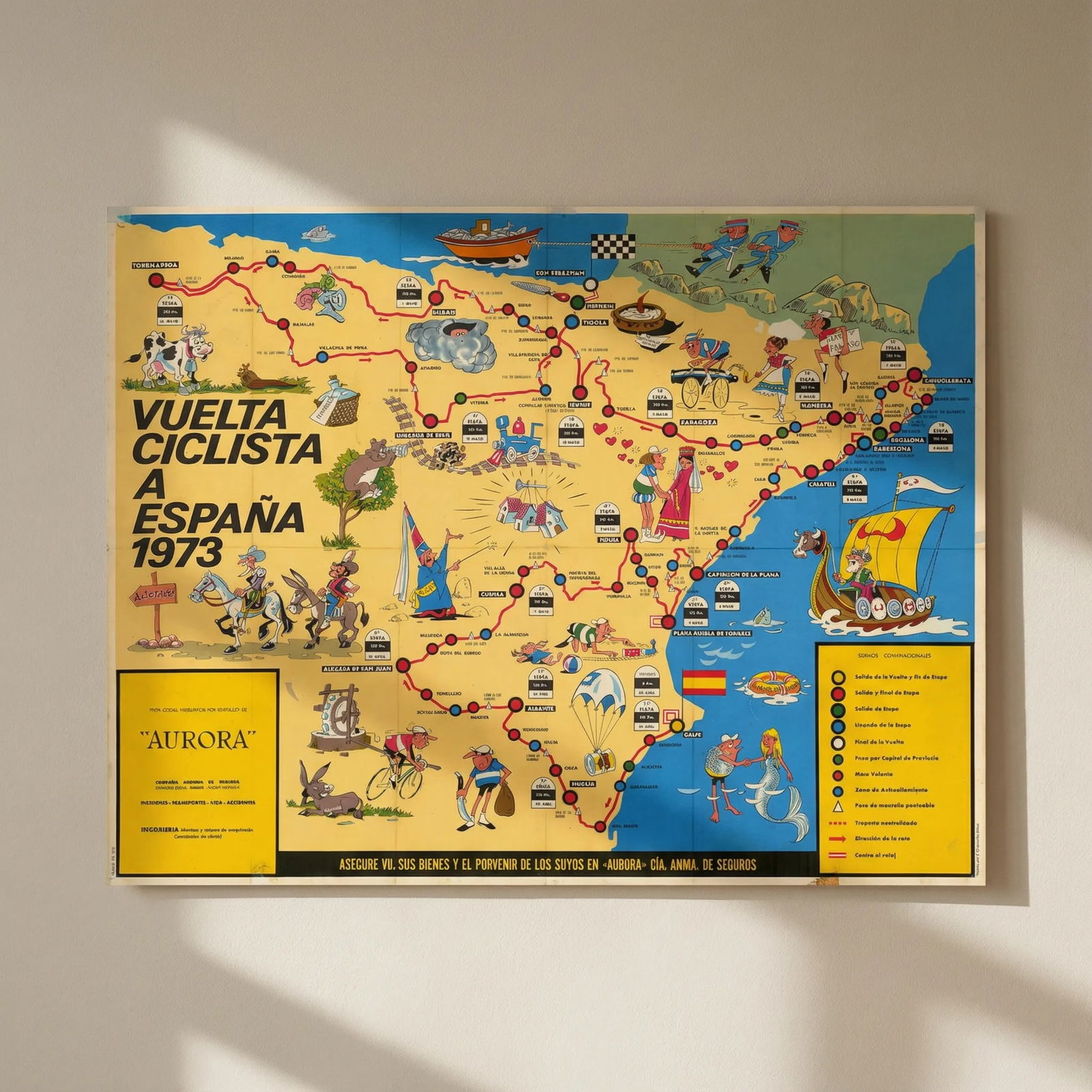 Vuelta Ciclista a España Mapa Oficial. Pictorial cycling road race map 1973: Title: Vuelta Ciclista a España Mapa Oficial. Pictorial cycling road race map 1973 Description: [Mapa Oficial de la] Vuelta Ciclista a España 1973 [Gran Premio El Corte Ingles - Organizada p